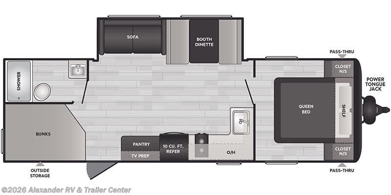Floorplan of 2026 Keystone Hideout Sport East 269DB