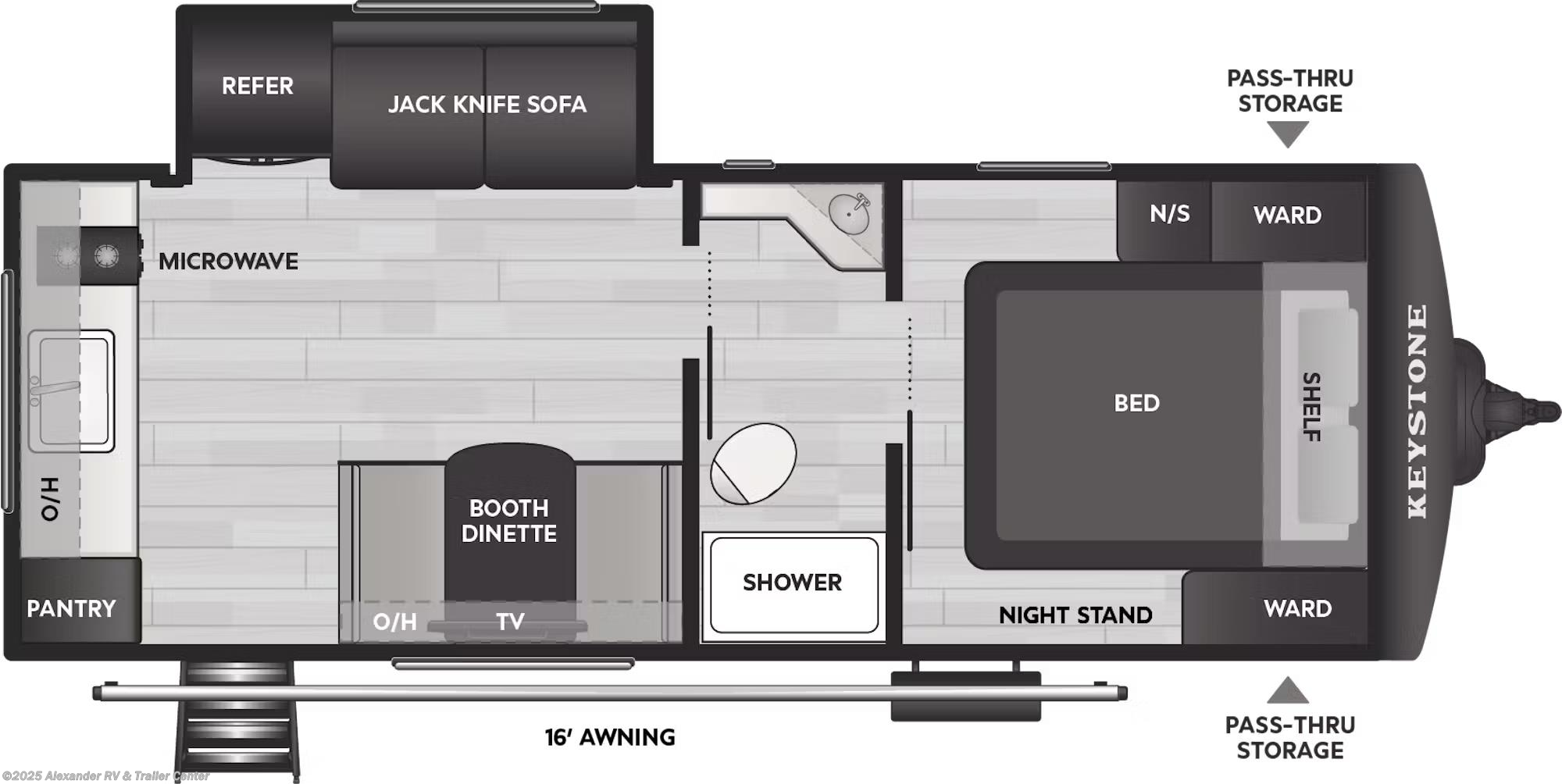 Floorplan of 2026 Keystone Bullet Classic 21RKC