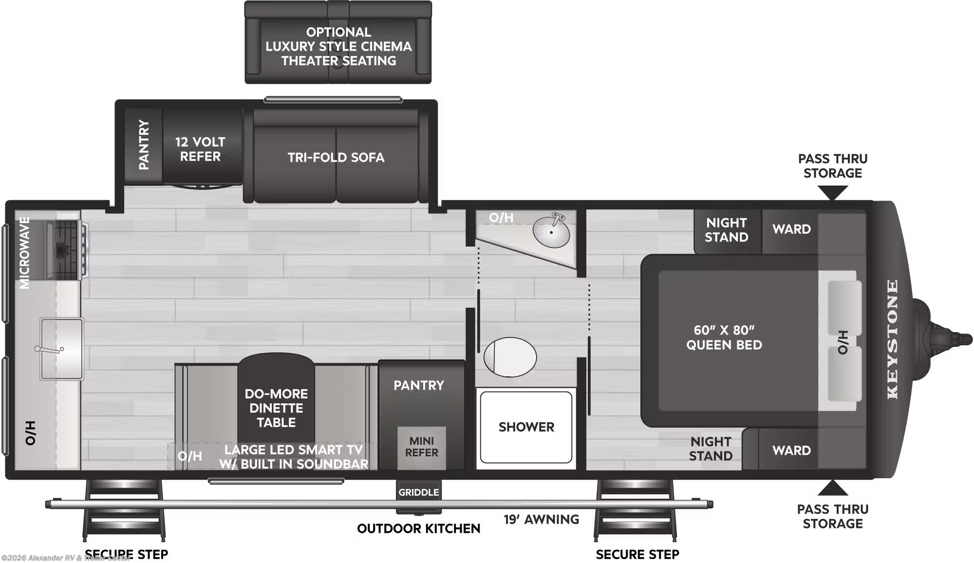 Floorplan of 2026 Keystone Bullet Crossfire 245RKS