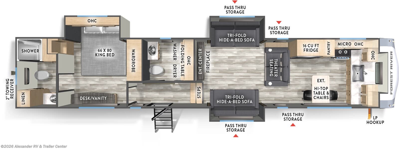 Floorplan of 2026 Forest River Cardinal 37GALLEY