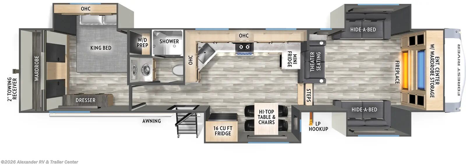 Floorplan of 2026 Forest River Cardinal 35FL
