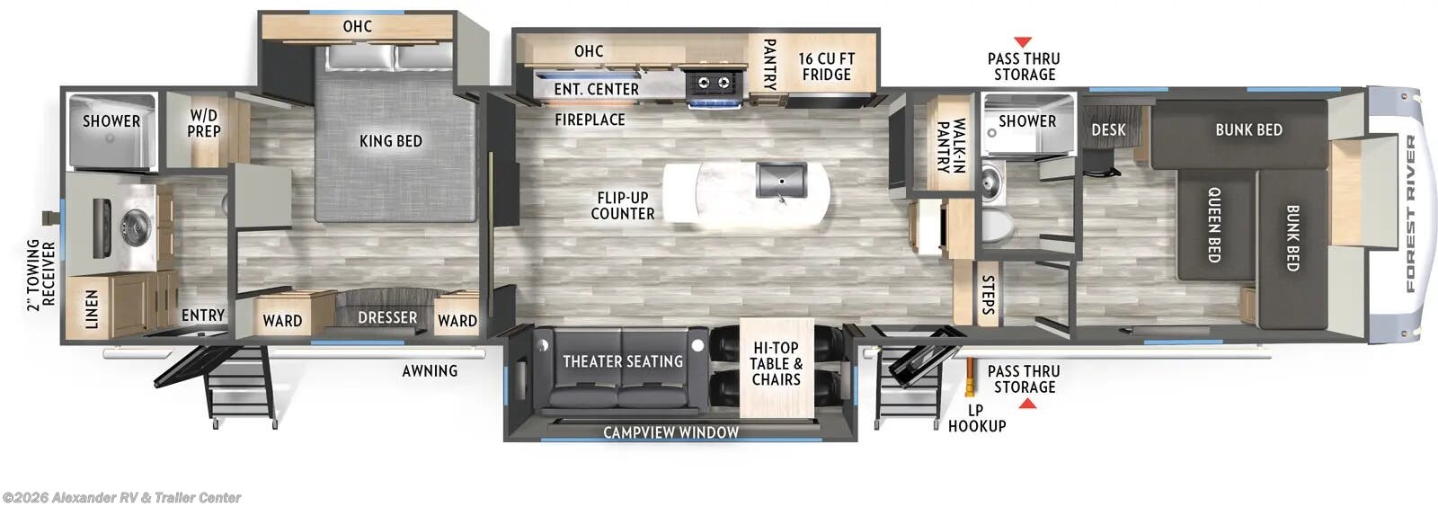 Floorplan of 2026 Forest River Cardinal 36FUN