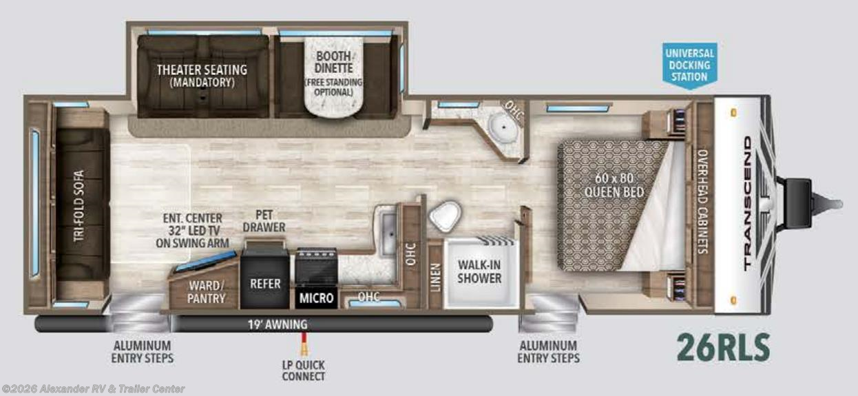 Floorplan of 2019 Grand Design Transcend 26RLS