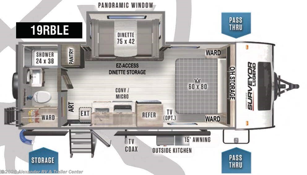 Floorplan of 2022 Forest River Surveyor Legend 19RBLE