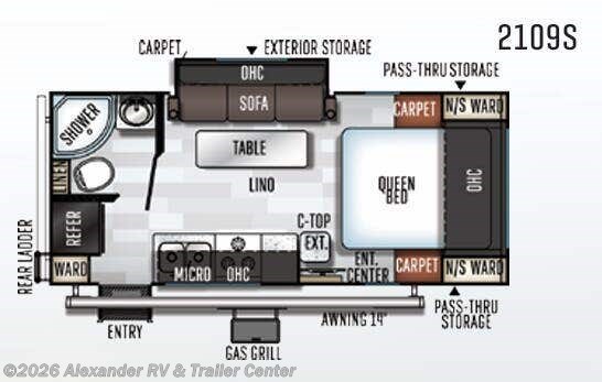 Floorplan of 2019 Forest River Rockwood Mini Lite 2109S