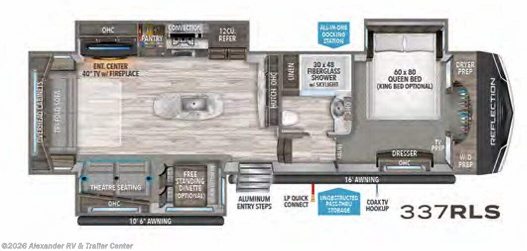 Floorplan of 2020 Grand Design Reflection 337RLS
