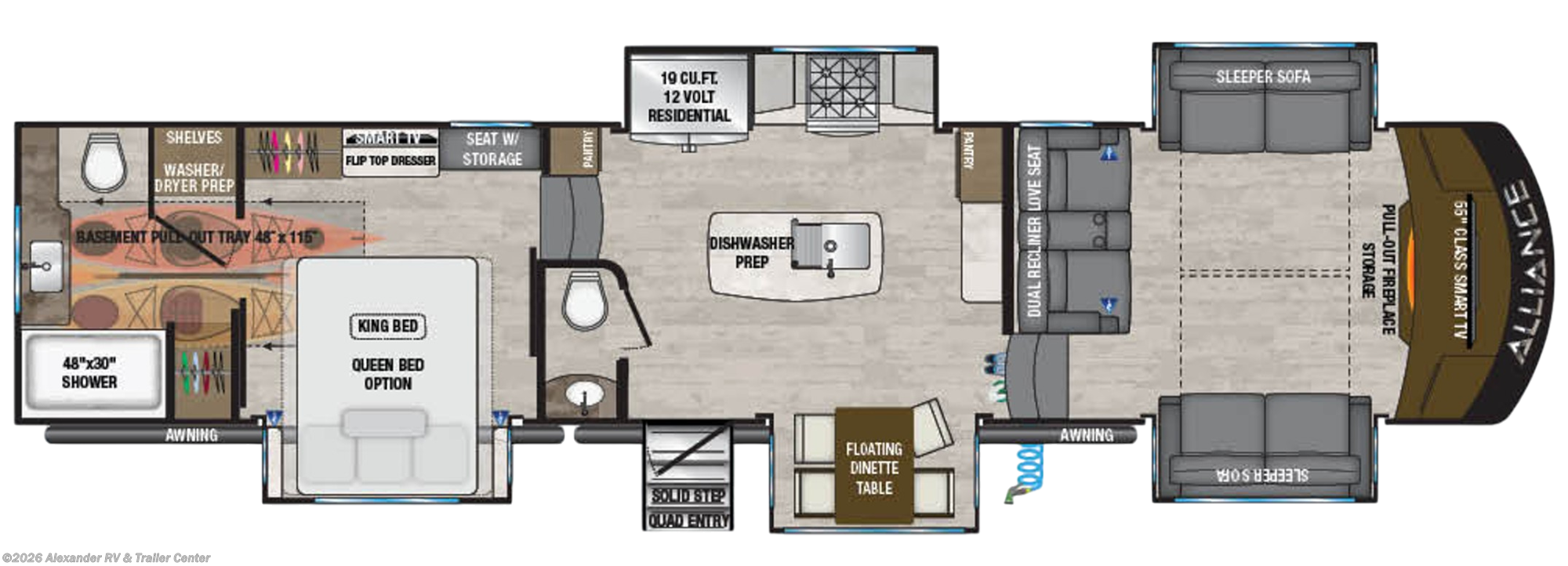Floorplan of 2023 Alliance RV Paradigm 385FL