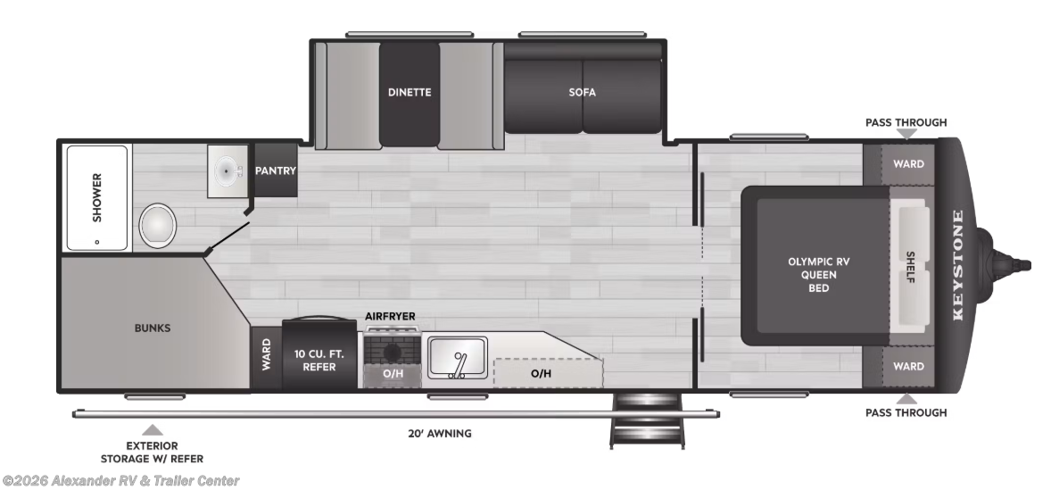 Floorplan of 2027 Keystone Hideout 262BHS