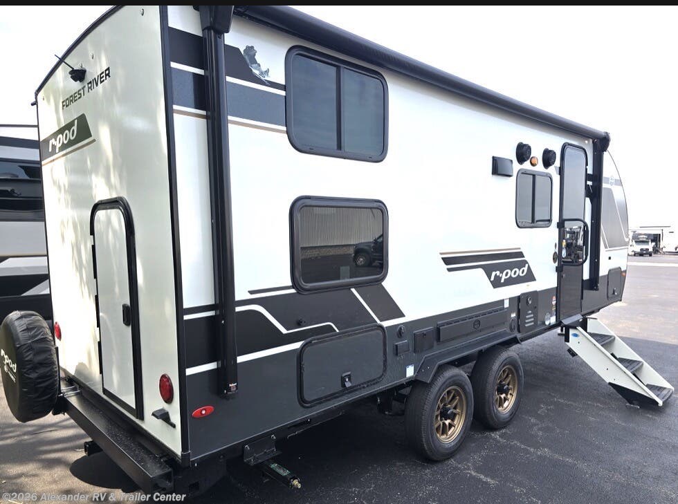 2027 Forest River R-Pod RP-203 - New Travel Trailer For Sale by Alexander RV & Trailer Center in Clayton, Delaware features Front Fiberglass Cap w/Window, Air Conditioning, Converter, Spare Tire Kit, Toilet