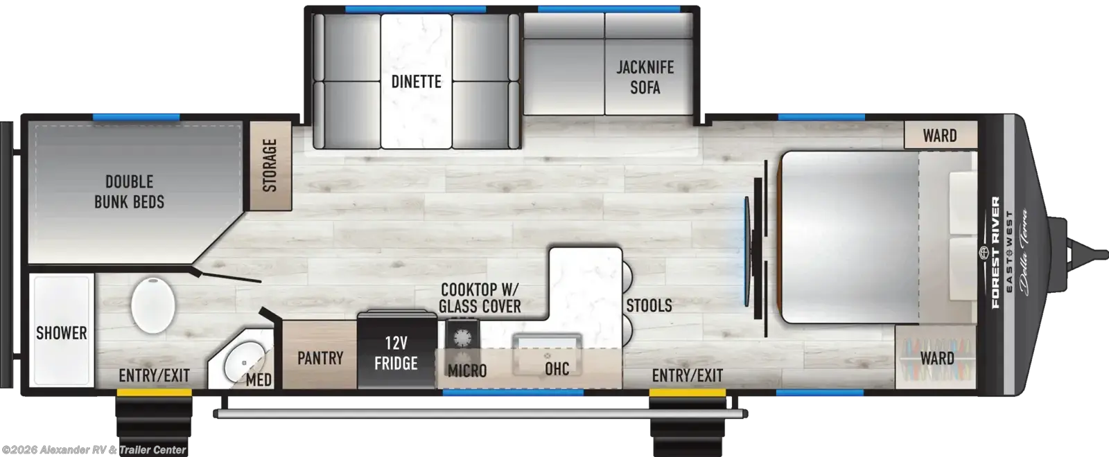 Floorplan of 2027 East to West Della Terra 280BH