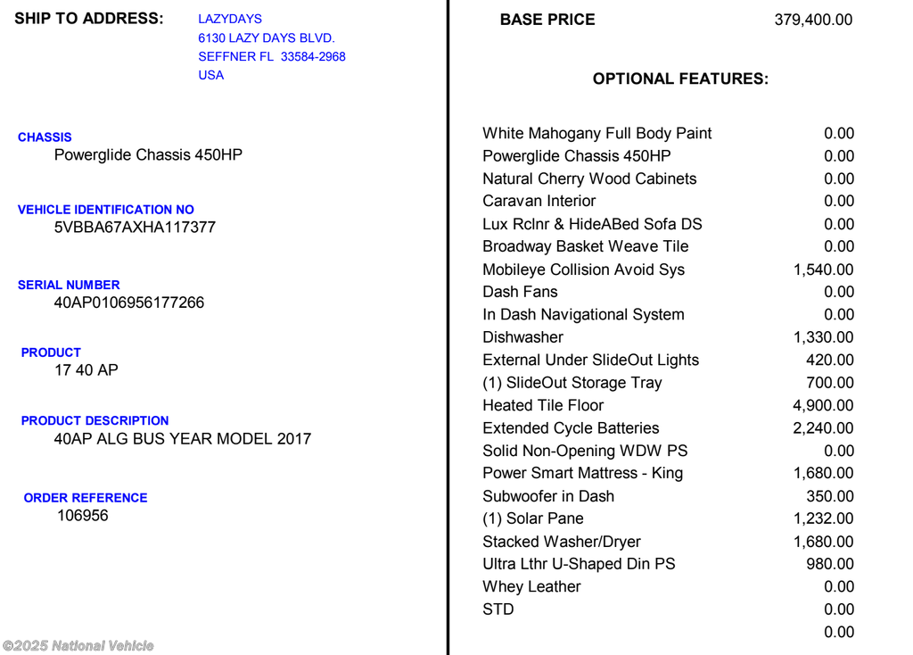 2017 Tiffin Allegro Bus 40AP RV for Sale in Parrish, FL 34219