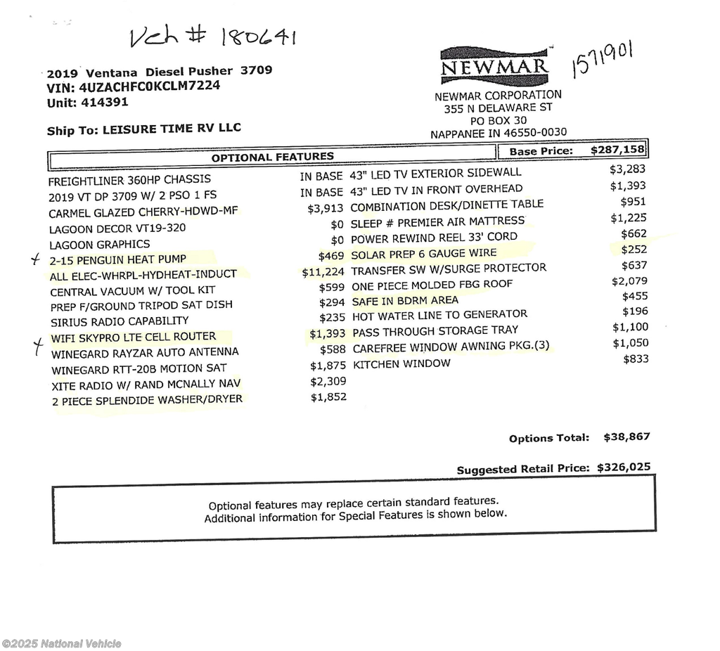 2019 Newmar Ventana LE 3709 - Used Class A For Sale by National Vehicle in Yukon, Oklahoma