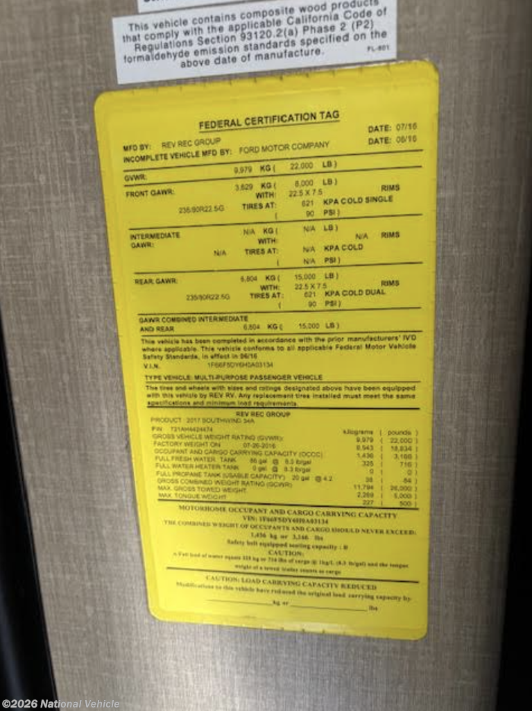 2017 Southwind 34A by Fleetwood from National Vehicle in Calabasas, California