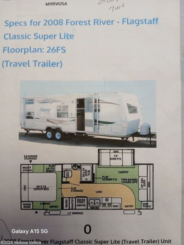 2008 Flagstaff Super Lite 26FS by Forest River from National Vehicle in Antigo, Wisconsin