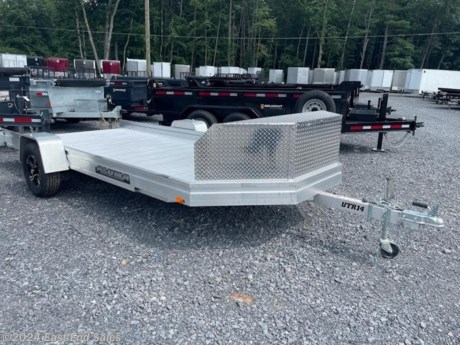* All aluminum build\n* 3500lb EZ lube torsion axle\n* Aluminum extruded floor\n* 2in ball coupler on 38in tongue\n* Swivel jack\n* 4 tie down loops in bed\n* 1 swivel tie down in front center of bed\n* 4 - slider channel tie downs\n* Aluminum pull out ramp\n* 24in rock guard storage box with inside light\n* LED lights\n* 6 LED lights inside bed - 1 inside storage box\n* Aluminum tiger black wheels\n* ST205/75R14 radials\n\nAdditional 3% charge on all card transactions\*