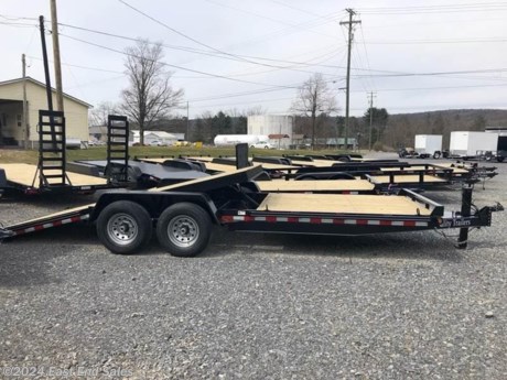 * Treated wood deck
* 82in between fenders
* 6in channel frame
* 3in channel crossmembers - 16in OC
* 6in channel wrap around tongue
* Toolbox with lockable lid
* 7000lb EZ lube axles
* Electric brakes on both axles
* Slipper spring suspension
* 2 5/16in adjustable ball coupler
* 12000lb drop leg jack
* LED lighting
* Self charge emergency breakaway kit
* HD fenders with steps
* Stake pockets with rubrail
* 235/80R16 radials E ply

Additional 3% charge on all card transactions*