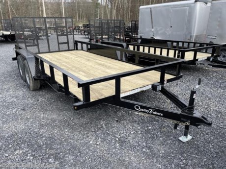 2023 Quality 16&#39; Gen 10k \\n\\n- Treated wood deck\n- Standard 2 ft. dove tail\n- 82in between fenders\n- 5200 lb. braking axles with 4 wheel brakes\n- Double eye spring suspension\n- 225/75 R15 load range D 8 ply rating Castle Rock Radial tires\n- 3x3x3/16in angle frame\n- 3x3x3/16in top rail\n- 3in channel cross members\n- 5in channel wrap-around tongue\n- 4 ft. full landscape gate (spring-assist standard)\n- 2 5/16&#195;&#162;&#226;&#172;&#194;&#179; A-frame coupler\n- Top wind jack\n- Diamond plate fenders with backs\n- Steps in front and behind fenders\n- Stake pockets self charging break away kit safety chains skip DOT reflective tape and all rubber mounted sealed beam lighting conventional wiring with gel filled connectors\n- Primed 2 coats of acrylic enamel pin striped\n\nAdditional 3% charge on all card transactions\*