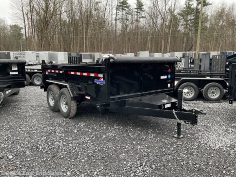 Two 6,000 lb. Dexter Brand Braking Axles
Double Eye Spring Suspension
235/80 R16 Load Range E10 Ply Rating Westlake Radial Tires
6? Channel Main Frame – 6? Channel Tongue
3&#215;3 Tubing Dump Box Frame With 3? Channel Cross Members
12 Gauge Floor
80? Inside Box With 24? Sides And No Stick Bottom Corners
US Made Pump With Deep Cycle Battery Inside Lockable Security Box With 20&#39; Hand Remote
Two Way Tailgate Opens For Dumping Bulk Materials Or Can Be Set In Spreader Mode
80? 3? Channel Slide-In Loading Ramps
2 5/16? Adjustable Coupler
7,000 lb. Drop Foot Jack
Safety Chains And Break-a-Way Switch
LED Lighting With Reflective Tape
Primed with epoxy primer and two coats of polyurethane paint
These are all cash prices.
Cards are extra 3%