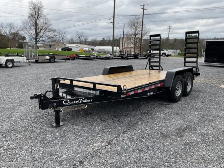 Heavy Duty&#160;frame with 16? cross member spacing, 2 ft. dove tail, premium radial tires, toolbox with lockable lid, LED rubber mounted sealed beam lighting in enclosed boxes with sealed modular wiring harness.
GVWR 12000 lb. – Capacity 10200 lb. with 1800 lb. Hitchload
Treated wood&#160;deck
82” between fenders
6000 lb. braking axles with 4 wheel brakes
Double eye spring suspension
235/80 R16 load range E 10 ply rating West Lake Radial tires
6? channel&#160;frame
3? channel cross members – 16” spacing
6? channel wrap around tongue with toolbox and lockable lid
5 ft. swing up&#160;ramps with support foot
2 5/16? A-frame coupler
12000 lb. drop-foot&#160;jack
Heavy duty diamond plate&#160;fenders with backs
Steps in front and behind fenders
Self charging break away kit, safety chains, full DOT reflective tape and all rubber mounted LED sealed beam lighting with U.S. made sealed modular harness with 2 year warranty
Primed, 2 coats of acrylic enamel, pin striped
These are all cash prices.
Cards are extra 3%
