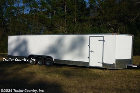&lt;p&gt;&lt;strong&gt;NEW &lt;em&gt;&quot;&lt;span style=&quot;text-decoration: underline;&quot;&gt;ALL AMERICAN&lt;/span&gt;&lt;/em&gt;&lt;strong&gt;&lt;strong&gt;&lt;strong&gt;&quot;&amp;nbsp;SERIES 8.5&#39; X 32&#39; ENCLOSED CARGO TRAILER w/ &lt;span style=&quot;text-decoration: underline;&quot;&gt;3=5,200 LBS AXLES &lt;/span&gt;! ! !&lt;/strong&gt;&lt;/strong&gt;&lt;/strong&gt;&lt;/strong&gt;&lt;/p&gt;
&lt;p&gt;&lt;strong&gt;&lt;strong&gt;&lt;strong&gt;Up for your consideration is a Brand New 8.5x32&amp;nbsp;Triple Axle, V-Nosed Enclosed Carhauler Trailer.&lt;/strong&gt;&lt;/strong&gt;&lt;/strong&gt;&lt;/p&gt;
&lt;p&gt;&lt;strong&gt;&lt;strong&gt;&lt;strong&gt;YOU&#39;VE SEEN THE REST...NOW BUY THE BEST!&lt;/strong&gt;&lt;/strong&gt;&lt;/strong&gt;&lt;/p&gt;
&lt;p&gt;&lt;strong&gt;&lt;strong&gt;&lt;strong&gt;* * * &lt;span style=&quot;text-decoration: underline;&quot;&gt;15,600 GVWR &lt;/span&gt;* * *&lt;/strong&gt;&lt;/strong&gt;&lt;/strong&gt;&lt;/p&gt;
&lt;p&gt;&lt;strong&gt;&lt;strong&gt;&lt;strong&gt;FOR MORE INFORMATION CALL: 888-710-2112&lt;/strong&gt;&lt;/strong&gt;&lt;/strong&gt;&lt;/p&gt;
&lt;p&gt;&lt;strong&gt;&lt;strong&gt;&lt;strong&gt;&amp;nbsp;! ! !&amp;nbsp;ALL the&amp;nbsp;&lt;span style=&quot;text-decoration: underline;&quot;&gt;&lt;strong&gt;TOP QUALITY FEATURES&amp;nbsp;&lt;/strong&gt;&lt;/span&gt;&lt;/strong&gt;you want ! ! !&lt;br /&gt;&lt;br /&gt;&amp;nbsp;&amp;nbsp;&amp;nbsp; * Heavy Duty 8&quot; I-Beam Main Frame&lt;br /&gt;&amp;nbsp;&amp;nbsp;&amp;nbsp; * Heavy Duty 1&quot; x 1&quot; Square Tubing Wall Studs &amp;amp; Roof Bows&lt;br /&gt;&amp;nbsp;&amp;nbsp;&amp;nbsp; * Heavy Duty Rear Spring Assisted Ramp Door with (2) Barlocks for Security, EZ Lube Hinge Pins, &amp;amp; 16&quot; Transitional Ramp Flap&lt;br /&gt;&amp;nbsp;&amp;nbsp;&amp;nbsp; * No-Show Beaver Tail (Dove Tail)&lt;br /&gt;&amp;nbsp;&amp;nbsp;&amp;nbsp; * 4 - 5,000lb Flush Floor Mounted D-Rings&lt;br /&gt;&amp;nbsp;&amp;nbsp;&amp;nbsp; * 32&#39; Box Space + V-Nose&lt;br /&gt;&amp;nbsp;&amp;nbsp;&amp;nbsp; * 16&quot; On Center WALL &amp;amp; FLOOR &amp;amp; CEILING Cross Members&lt;br /&gt;&amp;nbsp;&amp;nbsp;&amp;nbsp; * (3) 5,200lb &amp;nbsp;4 Inch&amp;nbsp;Drop Axles w/ All Wheel Electric Brakes &amp;amp; EZ LUBE Grease Fittings&lt;br /&gt;&amp;nbsp;&amp;nbsp;&amp;nbsp; * 36&quot; Side Door with RV Flush Lock&lt;br /&gt;&amp;nbsp;&amp;nbsp;&amp;nbsp; * ATP Diamond Plate Recessed Step-Up @ Side Door&lt;br /&gt;&amp;nbsp;&amp;nbsp;&amp;nbsp; * 6&#39;6&quot; Interior Height&lt;br /&gt;&amp;nbsp;&amp;nbsp;&amp;nbsp; * Galvalume Seamed Roof with Luan Lining Strip&lt;br /&gt;&amp;nbsp;&amp;nbsp;&amp;nbsp; * 2 5/16&quot; Coupler w/ Snapper Pin&lt;br /&gt;&amp;nbsp;&amp;nbsp;&amp;nbsp; * Heavy Duty Safety Chains&lt;br /&gt;&amp;nbsp;&amp;nbsp;&amp;nbsp; * 7-Way Round RV Electrical Wiring Harness w/ Battery Back-Up &amp;amp; Safety Switch&lt;br /&gt;&amp;nbsp;&amp;nbsp;&amp;nbsp; * 3/8&quot; Heavy Duty Grade Plywood Walls&lt;br /&gt;&amp;nbsp;&amp;nbsp;&amp;nbsp; * 3/4&quot; Heavy Duty Top Grade&amp;nbsp;Plywood Floors&lt;br /&gt;&amp;nbsp;&amp;nbsp;&amp;nbsp; * Heavy Duty Smooth Fender Flares&lt;br /&gt;&amp;nbsp;&amp;nbsp;&amp;nbsp; * 2K A-Frame Top Wind Jack&lt;br /&gt;&amp;nbsp;&amp;nbsp;&amp;nbsp; *&amp;nbsp;License Plate Holder&lt;br /&gt;&amp;nbsp;&amp;nbsp;&amp;nbsp; * Top Quality Exterior Grade Paint&lt;br /&gt;&amp;nbsp;&amp;nbsp;&amp;nbsp; * (1) Non-Powered Interior Roof Vent&lt;br /&gt;&amp;nbsp;&amp;nbsp;&amp;nbsp; * (2) 12 Volt Interior Trailer Dome&amp;nbsp;Lights w/ Wall Switch&lt;br /&gt;&amp;nbsp;&amp;nbsp;&amp;nbsp; * 24&quot; Diamond Plate ATP Front Stone Guard with matching V-Nose Diamond Plate Cap&lt;br /&gt;&amp;nbsp;&amp;nbsp;&amp;nbsp; *&amp;nbsp;12&quot;&amp;nbsp;Diamond Plate ATP Sides &amp;amp;&amp;nbsp;Rear&lt;br /&gt;&amp;nbsp;&amp;nbsp;&amp;nbsp; *&amp;nbsp;Screwed Metal Exterior&lt;br /&gt;&amp;nbsp;&amp;nbsp;&amp;nbsp; * 15&quot; Radial (ST22575D15) Tires &amp;amp; Silver Mod Wheels&lt;br /&gt;&amp;nbsp;&amp;nbsp;&amp;nbsp; *&amp;nbsp;L.E.D. Strip Tail Lights&lt;br /&gt;&lt;br /&gt;&lt;/strong&gt;&lt;/strong&gt;&lt;/p&gt;
&lt;p&gt;&lt;strong&gt;&lt;strong&gt;* * Manufacturers Title and Limited Warranty Included * *&lt;br /&gt;* * PRODUCT LIABILITY INSURANCE * *&lt;br /&gt;* * FINANCING IS AVAILABLE W/ APPROVED CREDIT * *&lt;/strong&gt;&lt;/strong&gt;&lt;/p&gt;
&lt;p&gt;&lt;strong&gt;ASK US ABOUT OUR RENT TO OWN PROGRAM - NO CREDIT CHECK - LOW DOWN PAYMENT.&amp;nbsp;&lt;/strong&gt;&lt;/p&gt;
&lt;p&gt;&lt;strong&gt;&lt;strong&gt;&lt;br /&gt;Trailer is offered @ factory direct pick up in Pearson, GA...We also offer Nationwide Delivery, please contact us for more information.&lt;br /&gt;CALL: 888-710-2112&lt;/strong&gt;&lt;/strong&gt;&lt;/p&gt;
