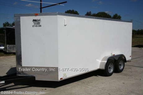 &lt;p&gt;&lt;strong&gt;NEW 7 X 16 V-NOSED ENCLOSED CARGO TRAILER&lt;/strong&gt;&lt;/p&gt;
&lt;p&gt;Up for your consideration is a Brand New 7 X 16 Tandem Axle, V-Nosed Enclosed Motorcycle Cargo Trailer.&lt;/p&gt;
&lt;p&gt;&amp;nbsp;&lt;/p&gt;
&lt;p&gt;&lt;strong&gt;NOW WITH&amp;nbsp;&lt;span style=&quot;text-decoration: underline;&quot;&gt;L.E.D. STRIP LIGHTING PACKAGE&lt;/span&gt;&amp;nbsp;&lt;/strong&gt;&lt;strong&gt;+&lt;/strong&gt;&lt;strong&gt;&amp;nbsp;ALL the other&amp;nbsp;&lt;span style=&quot;text-decoration: underline;&quot;&gt;TOP QUALITY FEATURES&lt;/span&gt;&amp;nbsp;listed in ad!&lt;/strong&gt;&lt;/p&gt;
&lt;p&gt;&lt;strong&gt;&lt;span style=&quot;text-decoration: underline;&quot;&gt;Standard ALL AMERICAN SERIES&amp;nbsp;Features&lt;/span&gt;&lt;/strong&gt;&lt;strong&gt;:&lt;/strong&gt;&lt;/p&gt;
&lt;ul&gt;
&lt;li&gt;Heavy Duty&amp;nbsp;2&quot; x 4&quot; Square Tube Main Frame&lt;/li&gt;
&lt;li&gt;16&quot; on center ROOF &amp;amp; FLOOR &amp;amp; CEILING Crossmembers&lt;/li&gt;
&lt;li&gt;Heavy Duty&amp;nbsp;1&quot; x 1&quot; Square Tubular Wall Studs &amp;amp; Roof Bows&lt;/li&gt;
&lt;li&gt;16&#39; Box Space + V-Nose&lt;/li&gt;
&lt;li&gt;Rear Medium Duty Spring Assisted Ramp Door w/ Bar Locks&lt;/li&gt;
&lt;li&gt;(2) 3,500lb 4&quot; Drop Axles w/ EZ LUBE Grease Fittings with Battery Back-Up, Safety Switch, and Break-A-Way Kit.&lt;/li&gt;
&lt;li&gt;32&quot;&amp;nbsp;Side Door with&amp;nbsp;Bar Style&amp;nbsp;Lock&lt;/li&gt;
&lt;li&gt;6&#39; Interior Height&lt;/li&gt;
&lt;li&gt;Galvalume Seamed Roof with Luan Lining Strip&lt;/li&gt;
&lt;li&gt;2 5/16&quot; Coupler w/ Snapper Pin&lt;/li&gt;
&lt;li&gt;Heavy Duty Safety Chains&lt;/li&gt;
&lt;li&gt;7-Way Round RV Style Wiring Harness Plug&lt;/li&gt;
&lt;li&gt;7/16&quot; Heavy Duty OSB Walls&lt;/li&gt;
&lt;li&gt;3/4&quot; Heavy Duty Top Grade Plywood Floors&amp;nbsp;&lt;/li&gt;
&lt;li&gt;Smooth Rounded Tear Drop Fenders&lt;/li&gt;
&lt;li&gt;2K A-Frame Top Wind Jack&lt;/li&gt;
&lt;li&gt;Top Quality Exterior Grade Paint&lt;/li&gt;
&lt;li&gt;(1) Non-Powered Interior Roof Vent&lt;/li&gt;
&lt;li&gt;(1) 12 Volt Interior Trailer Dome Light w/ Wall Switch&lt;/li&gt;
&lt;li&gt;24&quot; Diamond Plate ATP Front Stone Guard&lt;/li&gt;
&lt;li&gt;15&quot; Radial (ST20575D15) Tires on Silver Wheels&lt;/li&gt;
&lt;li&gt;L.E.D. Strip Tail Lights&lt;/li&gt;
&lt;/ul&gt;
&lt;p&gt;* * Manufacturers Title and Limited Warranty Included * *&lt;br /&gt;* * PRODUCT LIABILITY INSURANCE * *&lt;/p&gt;
&lt;p&gt;* * FINANCING IS AVAILABLE W/ APPROVED CREDIT * *&lt;/p&gt;
&lt;p&gt;ASK US ABOUT OUR RENT TO OWN PROGRAM - NO CREDIT CHECK - LOW DOWN PAYMENT.&amp;nbsp;&lt;/p&gt;
&lt;p&gt;&lt;br /&gt;Trailer is offered @ factory direct pick up in Pearson, GA...We also offer Nationwide Delivery, please contact us for more information.&lt;br /&gt;CALL: 888-710-2112&lt;/p&gt;