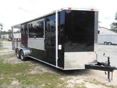 &lt;div&gt;NEW 7 X 22 ENCLOSED CONCESSION / VENDING PORCH TRAILER LOADED W/ OPTIONS!!&lt;/div&gt;
&lt;div&gt;&amp;nbsp;&lt;/div&gt;
&lt;div&gt;Complete with 8&#39; Porch Package!&lt;/div&gt;
&lt;div&gt;&amp;nbsp;&lt;/div&gt;
&lt;div&gt;ALL the TOP QUALITY FEATURES listed in this ad!&lt;/div&gt;
&lt;div&gt;&amp;nbsp;&lt;/div&gt;
&lt;div&gt;Standard Elite Series Features:&lt;/div&gt;
&lt;div&gt;&amp;nbsp;&lt;/div&gt;
&lt;div&gt;- Heavy Duty 2 X 4 Square Tube Main Frame&lt;/div&gt;
&lt;div&gt;- Heavy Duty 1&quot; x 1 1/2&quot; Square Tubular Wall Studs &amp;amp; Roof Bows&lt;/div&gt;
&lt;div&gt;- 16&quot; On Center Walls&lt;/div&gt;
&lt;div&gt;- 16&quot; On Center Floors&lt;/div&gt;
&lt;div&gt;- 16&quot; On Center Roof Bows&lt;/div&gt;
&lt;div&gt;- 14&#39; Box Space PLUS V-Nose (14&#39; Box Space + 8&#39; Porch = Total Trailer Length of 22&#39; PLUS V-Nose)&lt;/div&gt;
&lt;div&gt;- Complete Braking System (Electric Brakes on both axles, battery back-up, &amp;amp; safety switch)&lt;/div&gt;
&lt;div&gt;- (2) 3,500lb 4&quot; &quot;Dexter&quot; Drop Axles w/ EZ LUBE Grease Fittings (Self Adjusting Brakes Axles)&lt;/div&gt;
&lt;div&gt;- 6&#39; Interior Height&lt;/div&gt;
&lt;div&gt;- Galvalume Seamed Roof w/ Thermo Ply Ceiling Liner&lt;/div&gt;
&lt;div&gt;- 2 5/16&quot; Coupler w/ Snapper Pin&lt;/div&gt;
&lt;div&gt;- Heavy Duty Safety Chains&lt;/div&gt;
&lt;div&gt;- 7-Way RV Wiring Harness Plug&lt;/div&gt;
&lt;div&gt;- 3/8&quot; Heavy Duty Top Grade Plywood Walls&lt;/div&gt;
&lt;div&gt;- 3/4&quot; Heavy Duty Top Grade Plywood Floors&lt;/div&gt;
&lt;div&gt;- Smooth Teardrop Style Fenders with Wide Side Marker Clearance Lights&lt;/div&gt;
&lt;div&gt;- 2K A-Frame Top Wind Jack&lt;/div&gt;
&lt;div&gt;- Top Quality Exterior Grade Paint&lt;/div&gt;
&lt;div&gt;- (1) Non-Powered Interior Roof Vent&lt;/div&gt;
&lt;div&gt;- (1) 12 Volt Interior Trailer Light w/ Wall Switch&lt;/div&gt;
&lt;div&gt;- 24&quot; Diamond Plate ATP Front Stone Guard w/ Matching ATP V-Nose Cap&amp;nbsp;&lt;/div&gt;
&lt;div&gt;- 15&quot; Radial (ST20575R15) Tires &amp;amp; Wheels&lt;/div&gt;
&lt;div&gt;- Exterior L.E.D. Lighting Package&lt;/div&gt;
&lt;div&gt;&amp;nbsp;&lt;/div&gt;
&lt;div&gt;CONCESSION PACKAGE / UPGRADES INCLUDED:&lt;/div&gt;
&lt;div&gt;&amp;nbsp;&lt;/div&gt;
&lt;div&gt;- 3&#39; x 6&#39; Concession Window w/ Glass &amp;amp; Screens&lt;/div&gt;
&lt;div&gt;- Exterior Drop-Down Serving Tray&lt;/div&gt;
&lt;div&gt;- RTP-Rubber Tread Plate Flooring in Main 14&#39;&amp;nbsp;&lt;/div&gt;
&lt;div&gt;- 42&quot; Range Hood with Exhaust Fan&lt;/div&gt;
&lt;div&gt;- Mill Finished Metal Walls and Ceiling Liner&amp;nbsp;&lt;/div&gt;
&lt;div&gt;- Sink Package: 3=Stainless Steel Sinks, 1=Handwashing Station with Base Cabinets, Fresh Water Tank, Waste Water Tank, &amp;amp; Hot Water Heater&lt;/div&gt;
&lt;div&gt;- 12 Foot Awing&lt;/div&gt;
&lt;div&gt;- Upgraded Electrical Package (5-110 Volt Interior Recepts, 1-Wall Switch, 2-4&#39; 12 Volt L.E.D. Strip Lights w/ Battery, 100 AMP Panel Box w/ 25&#39; Life Line)&lt;/div&gt;
&lt;div&gt;- 1 = Exterior 110 Volt GFI Outlet (Located on Porch)&lt;/div&gt;
&lt;div&gt;- Insulated Walls &amp;amp; Ceiling&lt;/div&gt;
&lt;div&gt;- 2 = Exterior 4-Way Quartz Lights&lt;/div&gt;
&lt;div&gt;- A/C Pre-Wire and Brace&lt;/div&gt;
&lt;div&gt;- 13,500 BTU A/C Unit with Heat Strip&lt;/div&gt;
&lt;div&gt;- 8&#39; Porch with Complete White Metal Ceiling Liner&lt;/div&gt;
&lt;div&gt;- Additional 32&quot; Single Rear Door w/ RV Style Flush Lock to Access Porch&lt;/div&gt;
&lt;div&gt;- 15&quot; Radial Tires&lt;/div&gt;
&lt;div&gt;&amp;nbsp;&lt;/div&gt;
&lt;p&gt;* * N.A.T.M. Inspected and Certified * *&lt;br /&gt;* * Manufacturers Title and 5 Year Limited&amp;nbsp;Warranty Included * *&lt;br /&gt;* * PRODUCT LIABILITY INSURANCE * *&lt;br /&gt;* * FINANCING IS AVAILABLE W/ APPROVED CREDIT * *&lt;/p&gt;
&lt;p&gt;&lt;br /&gt;Trailer is offered @ factory direct pick up in Willacoochee, GA...We also offer Nationwide Delivery, please contact us for more information.&lt;br /&gt;CALL: 888-710-2112&lt;br /&gt;&amp;nbsp;&lt;/p&gt;
