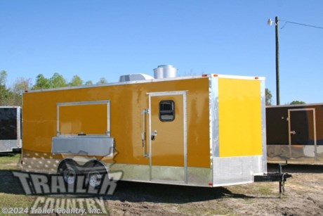 &lt;p&gt;&amp;nbsp;&lt;/p&gt;
&lt;div&gt;NEW 8.5 X 20 ENCLOSED CONCESSION TRAILER&lt;/div&gt;
&lt;div&gt;&amp;nbsp;&lt;/div&gt;
&lt;div&gt;Up for your consideration is a Brand New Model 8.5x20 Tandem Axle, V-Nosed Enclosed Mobile Kitchen Concession ~ Food Vending Trailer.&lt;/div&gt;
&lt;div&gt;&amp;nbsp;&lt;/div&gt;
&lt;div&gt;ALL the TOP QUALITY FEATURES listed in this ad!&lt;/div&gt;
&lt;div&gt;&amp;nbsp;&lt;/div&gt;
&lt;div&gt;Standard Elite Series Features:&lt;/div&gt;
&lt;div&gt;&amp;nbsp;&lt;/div&gt;
&lt;div&gt;Heavy Duty 6&quot; I Beam Main Frame with 2 X 6 Square Tube&lt;/div&gt;
&lt;div&gt;Heavy Duty 1&quot; x 1 1/2&quot; Square Tubular Wall Studs &amp;amp; Roof Bows&lt;/div&gt;
&lt;div&gt;20&#39; Box Space + V-Nose&lt;/div&gt;
&lt;div&gt;16&quot; On Center Walls&lt;/div&gt;
&lt;div&gt;16&quot; On Center Floors&lt;/div&gt;
&lt;div&gt;16&quot; On Center Roof Bows&lt;/div&gt;
&lt;div&gt;Complete Braking System (Electric Brakes on both axles, Battery Back-Up, &amp;amp; Safety Switch)&lt;/div&gt;
&lt;div&gt;(2) 3,500lb 4&quot; &quot;Dexter&quot; Drop Axles w/ EZ LUBE Grease Fittings (Self Adjusting Brakes Axles)&lt;/div&gt;
&lt;div&gt;36&quot; Side Door with Bar Lock &amp;amp; RV Style Flush Lock on Passenger Side&lt;/div&gt;
&lt;div&gt;6&#39;6&quot; Interior Height&lt;/div&gt;
&lt;div&gt;Galvalume Seamed Roof w/ Thermo Ply Ceiling Liner&lt;/div&gt;
&lt;div&gt;2 5/16&quot; Coupler w/ Snapper Pin&lt;/div&gt;
&lt;div&gt;Heavy Duty Safety Chains&lt;/div&gt;
&lt;div&gt;7-Way Round RV Style Wiring Harness Plug&lt;/div&gt;
&lt;div&gt;3/8&quot; Heavy Duty Top Grade Plywood Walls&lt;/div&gt;
&lt;div&gt;3/4&quot; Heavy Duty Top Grade Plywood Floors&lt;/div&gt;
&lt;div&gt;Smooth Teardrop Style Fender Flares&lt;/div&gt;
&lt;div&gt;2K A-Frame Top Wind Jack&lt;/div&gt;
&lt;div&gt;Top Quality Exterior Grade Paint&lt;/div&gt;
&lt;div&gt;(1) Non-Powered Interior Roof Vent&lt;/div&gt;
&lt;div&gt;(1) 12 Volt Interior Trailer Dome Light w/ Wall Switch&lt;/div&gt;
&lt;div&gt;24&quot; Diamond Plate ATP Front Stone Guard&lt;/div&gt;
&lt;div&gt;15&quot; Radial (ST20575R15) Tires &amp;amp; Wheels&lt;/div&gt;
&lt;div&gt;Exterior L.E.D. Lighting Package&lt;/div&gt;
&lt;div&gt;&amp;nbsp;&lt;/div&gt;
&lt;div&gt;Concession Packages &amp;amp; Upgrades:&lt;/div&gt;
&lt;div&gt;&amp;nbsp;&lt;/div&gt;
&lt;div&gt;Concession Package- 7&#39; Hood Range, Air Flow Blower, 2 Interior Range Lights, Grease Trap on Roof.&lt;/div&gt;
&lt;div&gt;(?1) 3&#39; x 6&#39; Concession/Vending Window w/ Sliding Glass &amp;amp; Screens (Center Curbside of Trailer)&lt;/div&gt;
&lt;div&gt;(1) 18&quot; x 7&#39; Drop Leaf Exterior Serving Tray Under Concession Window&lt;/div&gt;
&lt;div&gt;(1) 18&quot; x 7&#39; Serving Counter Inside Under Concession Window&lt;/div&gt;
&lt;div&gt;Propane Package ~ 2-100lb Propane Tanks, Regulator, LP Lines w/ 3 Stub Outs, (Cages and Tanks located at Rear of Trailer).&lt;/div&gt;
&lt;div&gt;(2) Propane Cages w/ Swing Doors (Mounted at Rear of Trailer)&lt;/div&gt;
&lt;div&gt;Sink Package ~ 3 Stainless Steel Sinks W/Hardware, Cabinet in Mill Finish, Hand-wash, 20 Gallon Fresh Water Tank, 30 Gallon Waste Water Tank, &amp;amp; 6 Gallon Hot Water Heater.&lt;/div&gt;
&lt;div&gt;Electrical Package ~ (100 Amp Panel Box w/Life Line, 8-110 Volt Interior Recepts, 2-4&#39; 12 Volt L.E.D. Strip Lights w/ Battery.&lt;/div&gt;
&lt;div&gt;Additional Roof Vent - 2 Total&lt;/div&gt;
&lt;div&gt;?A/C Unit ~ Pre-wire &amp;amp; Brace, (13,500 BTU Unit W/ Heat Strip).&lt;/div&gt;
&lt;div&gt;RCP (Rubber Coin Flooring) in Trailer Interior&lt;/div&gt;
&lt;div&gt;Insulated Walls &amp;amp; Ceiling&lt;/div&gt;
&lt;div&gt;White Metal Walls and Ceiling Liner in Trailer Interior&lt;/div&gt;
&lt;div&gt;12&quot; Extra Interior Height (7&#39;6&quot; Total Interior Height)&lt;/div&gt;
&lt;div&gt;?Double L.E.D. Clear Strip Tail Lights&lt;/div&gt;
&lt;div&gt;Upgraded Axles- to (2) 7,000 lb &quot; DEXTER&quot; SPRING Axles w/ All Wheel Electric Brakes &amp;amp; EZ LUBE Grease Fittings (Electric Brakes on both Axles, Battery Back-Up, &amp;amp; Safety Switch).&lt;/div&gt;
&lt;div&gt;Upgraded Standard Frame to Heavy Duty Frame w/12&quot; On Center Wall Cross-members, Floor Cross-member, &amp;amp; Roof Bows&lt;/div&gt;
&lt;div&gt;(1) 12&quot; x 12&quot; Rear Cable Access Door (Located Near Propane Cages)&lt;/div&gt;
&lt;div&gt;36&quot; Single Access Door w/ Window (Located on Passenger Side of Trailer)&lt;/div&gt;
&lt;div&gt;Added 48&quot; Side Door To Trailer (Located on Driver side of Trailer in Rear)&lt;/div&gt;
&lt;div&gt;Upgraded .030 Colored Metal Exterior in Penske Yellow&lt;/div&gt;
&lt;div&gt;Radial Tires and Silver Modular Wheels&lt;/div&gt;
&lt;div&gt;&amp;nbsp;&lt;/div&gt;
&lt;div&gt;Shown in .030 Penske Yellow Metal. Other colors and trim options are available just ask &amp;amp; we will list it on eBay!&lt;/div&gt;
&lt;div&gt;&amp;nbsp;&lt;/div&gt;
&lt;div&gt;! ! ! YOU CHOOSE FINAL COLOR ! ! !&lt;/div&gt;
&lt;div&gt;&amp;nbsp;&lt;/div&gt;
&lt;div&gt;&amp;nbsp;FINANCING IS AVAILABLE W/ APPROVED CREDIT&lt;/div&gt;
&lt;div&gt;&amp;nbsp;&lt;/div&gt;
&lt;div&gt;&amp;nbsp;Manufacturers Title and 5 Year Limited Warranty Included&lt;/div&gt;
&lt;div&gt;&amp;nbsp;&lt;/div&gt;
&lt;div&gt;**PRODUCT LIABILITY INSURANCE**&lt;/div&gt;
&lt;div&gt;&amp;nbsp;&lt;/div&gt;
&lt;div&gt;Trailer is offered @ factory direct pricing...We also have a Florida pick up location in Tampa and We offer Nationwide Delivery @ Unbeatable Rates.&lt;/div&gt;
&lt;div&gt;&amp;nbsp;&lt;/div&gt;
&lt;div&gt;*Trailer Shown with Optional Trim*&lt;/div&gt;
&lt;div&gt;&amp;nbsp;&lt;/div&gt;
&lt;div&gt;All Trailers are D.O.T. Compliant for all 50 States, Canada, &amp;amp; Mexico.&lt;/div&gt;
&lt;div&gt;&amp;nbsp;&lt;/div&gt;
&lt;div&gt;FOR MORE INFORMATION CALL:&lt;/div&gt;
&lt;div&gt;&amp;nbsp;&lt;/div&gt;
&lt;div&gt;888-710-2112&lt;/div&gt;
&lt;p&gt;&amp;nbsp;&lt;/p&gt;