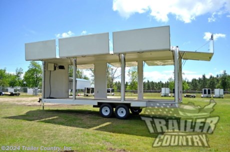 &lt;div&gt;NEW 8.5 X 26 ENCLOSED MOBILE VENDING / VIRTUAL GAMING TRAILER&amp;nbsp;&lt;/div&gt;
&lt;div&gt;&amp;nbsp;&lt;/div&gt;
&lt;div&gt;Up for your consideration is a Brand New Model 8.5x26 Tandem Axle, Enclosed Mobile Merchandise Vending Trailer.&lt;/div&gt;
&lt;div&gt;&amp;nbsp;&lt;/div&gt;
&lt;div&gt;~ALSO PERFECT FOR VIRTUAL GAMING &amp;amp; PRODUCT DISPLAYS~&lt;/div&gt;
&lt;div&gt;&amp;nbsp;&lt;/div&gt;
&lt;div&gt;ALL the TOP QUALITY FEATURES listed in this ad!&lt;/div&gt;
&lt;div&gt;&amp;nbsp;&lt;/div&gt;
&lt;div&gt;Standard Elite Series Features:&lt;/div&gt;
&lt;div&gt;&amp;nbsp;&lt;/div&gt;
&lt;div&gt;Heavy Duty 6&quot; I Beam Main Frame with 2 X 6 Square Tube&lt;/div&gt;
&lt;div&gt;Heavy Duty 1&quot; x 1 1/2&quot; Square Tubular Wall Studs &amp;amp; Roof Bows&lt;/div&gt;
&lt;div&gt;Triple Tube Tongue&lt;/div&gt;
&lt;div&gt;26&#39; Box Space&lt;/div&gt;
&lt;div&gt;16&quot; On Center Walls&amp;nbsp;&lt;/div&gt;
&lt;div&gt;16&quot; On Center Floor Crossmemebers&lt;/div&gt;
&lt;div&gt;16&quot; On Center Ceiling Crossmembers&lt;/div&gt;
&lt;div&gt;Complete Braking System (Electric Brakes on both Axles, Battery Back-Up, &amp;amp; Safety Switch).&lt;/div&gt;
&lt;div&gt;(2) 3,500lb 4&quot; &quot;Dexter&quot; Drop Axles w/ EZ LUBE Grease Fittings (Self Adjusting Brakes Axles)&lt;/div&gt;
&lt;div&gt;32&quot; Side Door with Kick Plate &amp;amp; Cam Locking System (on Passenger Side)&lt;/div&gt;
&lt;div&gt;ATP Diamond Plate Step Well in Side Door&lt;/div&gt;
&lt;div&gt;6&#39;6&quot; Interior Height (Approx. 78&quot;)&lt;/div&gt;
&lt;div&gt;Galvalume Seamed Roof w/ Thermo Ply Ceiling Liner&lt;/div&gt;
&lt;div&gt;2 5/16&quot; Coupler w/ Snapper Pin&lt;/div&gt;
&lt;div&gt;Heavy Duty Safety Chains&lt;/div&gt;
&lt;div&gt;7-Way Round RV Style Wiring Harness Plug&lt;/div&gt;
&lt;div&gt;3/8&quot; Heavy Duty Top Grade Plywood Walls&lt;/div&gt;
&lt;div&gt;3/4&quot; Heavy Duty Top Grade Plywood Floors&lt;/div&gt;
&lt;div&gt;Smooth Tear Drop Style Fender Flares&lt;/div&gt;
&lt;div&gt;2K A-Frame Top Wind Jack&lt;/div&gt;
&lt;div&gt;Top Quality Exterior Grade Paint&lt;/div&gt;
&lt;div&gt;(1) Non-Powered Interior Roof Vent&lt;/div&gt;
&lt;div&gt;(1) 12 Volt Interior Trailer Dome Light w/ Wall Switch&lt;/div&gt;
&lt;div&gt;24&quot; Diamond Plate ATP Front Stone Guard&lt;/div&gt;
&lt;div&gt;15&quot; Radial (ST20575R15) Tires &amp;amp; Wheels&lt;/div&gt;
&lt;div&gt;4- Flush Mounted D-Rings in Floor&lt;/div&gt;
&lt;div&gt;Exterior L.E.D. Lighting Package&lt;/div&gt;
&lt;div&gt;Rear Spring Assisted Ramp Door w/ Cam Locks&lt;/div&gt;
&lt;div&gt;16&quot; Transition Flap&lt;/div&gt;
&lt;div&gt;&amp;nbsp;&lt;/div&gt;
&lt;div&gt;Options &amp;amp; Upgrades:&lt;/div&gt;
&lt;div&gt;&amp;nbsp;&lt;/div&gt;
&lt;div&gt;(2)-&amp;nbsp; 8&#39; Gull Wing Doors - One on Driver side 6&quot; From Rear - One on Rear of Trailer (Approx Each 8&#39; Long) -These Doors Flush w/Floor and Open to Use as an Awning.&lt;/div&gt;
&lt;div&gt;Upgraded Rear ~ Gull Wing Door In Place Of Rear Ramp Door&lt;/div&gt;
&lt;div&gt;(4)-&amp;nbsp; 7&#39; Gull Wing Doors - Three on Passenger side - One on Driver side 6&quot; from Front of Box (Approx each 7&#39; long) These Doors Flush with Floor and Open to Use Like an Awning.&lt;/div&gt;
&lt;div&gt;(1)-&amp;nbsp; 9&#39; Gull Wing Door - One on Driver Side of Trailer Center (Approx Each 9&#39; Long) This Door Mounts Flush w/Floor and Opens to Use as an Awning.&lt;/div&gt;
&lt;div&gt;(7) - 36&quot; Concession Marquee&#39;s (One Above Each Gull Wing Door)&lt;/div&gt;
&lt;div&gt;Upgraded: Standard Exterior Metal to .030 Gauge Metal Exterior&lt;/div&gt;
&lt;div&gt;Upgraded: Standard Axles to (2) 5,200 lb &quot;Dexter&quot; TORSION Drop Axles&lt;/div&gt;
&lt;div&gt;Upgraded: 45 Degree Down Turn Axles for Deck Over No False Floor&lt;/div&gt;
&lt;div&gt;Upgraded: Standard 15&quot; Tires to 16&quot; (22575R16 Radial Tires) on White Modular Wheels&lt;/div&gt;
&lt;div&gt;Deck Over (No Wheel Wells Inside Trailer)&lt;/div&gt;
&lt;div&gt;White Metal Walls &amp;amp; Ceiling Finish Throughout Trailer Interior&lt;/div&gt;
&lt;div&gt;24&quot; Added Interior Height (Approx: 8&#39;6&quot; Total Interior Height)&lt;/div&gt;
&lt;div&gt;4 Exterior 4-Way 12 Volt LED Lights (One on Each Corner)&lt;/div&gt;
&lt;div&gt;Removed 4 Standard Flush Mounted D-Rings&lt;/div&gt;
&lt;div&gt;Relocated 24&quot; Side Door Moved to Driver Side V-Nose&amp;nbsp;&lt;/div&gt;
&lt;div&gt;&amp;nbsp;&lt;/div&gt;
&lt;div&gt;Shown in .030 White Metal.&amp;nbsp;&lt;/div&gt;
&lt;div&gt;&amp;nbsp;&lt;/div&gt;
&lt;div&gt;&amp;nbsp;! ! ! YOU CHOOSE FINAL COLOR ! ! !&lt;/div&gt;
&lt;div&gt;&amp;nbsp;&lt;/div&gt;
&lt;div&gt;Color Options .030 Gauge Aluminum&lt;/div&gt;
&lt;div&gt;&amp;nbsp;&lt;/div&gt;
&lt;div&gt;Manufacturers Title and 5 Year Limited Warranty Included&lt;/div&gt;
&lt;div&gt;&amp;nbsp;&lt;/div&gt;
&lt;div&gt;**PRODUCT LIABILITY INSURANCE**&lt;/div&gt;
&lt;div&gt;&amp;nbsp;&lt;/div&gt;
&lt;div&gt;Trailer is offered @ factory direct pricing...We also have a Florida pick up location in Tampa and We offer Nationwide Delivery @ Unbeatable Rates!&lt;/div&gt;
&lt;div&gt;&amp;nbsp;&lt;/div&gt;
&lt;div&gt;*Trailer Shown with Optional Trim*&lt;/div&gt;
&lt;div&gt;All Trailers are D.O.T. Compliant for all 50 States, Canada, &amp;amp; Mexico.&lt;/div&gt;
&lt;div&gt;&amp;nbsp;&lt;/div&gt;
&lt;div&gt;&amp;nbsp;&lt;/div&gt;
&lt;div&gt;FOR MORE INFORMATION CALL:&lt;/div&gt;
&lt;div&gt;&amp;nbsp;&lt;/div&gt;
&lt;div&gt;888-710-2112&lt;/div&gt;
&lt;p&gt;&lt;br /&gt;&amp;nbsp;&lt;/p&gt;