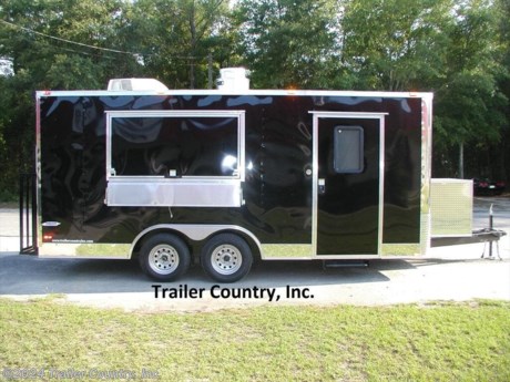 &lt;div&gt;NEW 8.5 X 18 ENCLOSED CONCESSION TRAILER&lt;/div&gt;
&lt;div&gt;&amp;nbsp;&lt;/div&gt;
&lt;div&gt;Up for your consideration is a Brand New Model 8.5x18 Tandem Axle, Enclosed Concession/Food Vending Cargo Trailer.&amp;nbsp;&lt;/div&gt;
&lt;div&gt;&amp;nbsp;&lt;/div&gt;
&lt;div&gt;Standard Elite Series Features:&lt;/div&gt;
&lt;div&gt;&amp;nbsp;&lt;/div&gt;
&lt;div&gt;- Heavy Duty 6&quot; I Beam Main Frame with 2 X 6 Square Tube&lt;/div&gt;
&lt;div&gt;- Heavy Duty 1&quot; x 1 1/2&quot; Square Tubular Wall Studs &amp;amp; Roof Bows&lt;/div&gt;
&lt;div&gt;- 18&#39; Box Space&lt;/div&gt;
&lt;div&gt;- 16&quot; On Center Walls&lt;/div&gt;
&lt;div&gt;- 16&quot; On Center Floors&lt;/div&gt;
&lt;div&gt;- 16&quot; On Center Roof Bows&lt;/div&gt;
&lt;div&gt;- Complete Braking System (Electric Brakes on both axles, Battery Back-Up, &amp;amp; Safety Switch)&lt;/div&gt;
&lt;div&gt;- (2) 3,500lb 4&quot; &quot;Dexter&quot; Drop Axles w/ EZ LUBE Grease Fittings (Self Adjusting Brakes Axles)&lt;/div&gt;
&lt;div&gt;- 32&quot; Side Door with Lock&lt;/div&gt;
&lt;div&gt;- 6&#39;6&quot; Interior Height&lt;/div&gt;
&lt;div&gt;- Galvalume Seamed Roof w/ Thermo Ply Ceiling Liner&lt;/div&gt;
&lt;div&gt;- 2 5/16&quot; Coupler w/ Snapper Pin&lt;/div&gt;
&lt;div&gt;- Heavy Duty Safety Chains&lt;/div&gt;
&lt;div&gt;- 7-Way Round RV Style Wiring Harness Plug&lt;/div&gt;
&lt;div&gt;- 3/8&quot; Heavy Duty Top Grade Plywood Walls&lt;/div&gt;
&lt;div&gt;- 3/4&quot; Heavy Duty Top Grade Plywood Floors&lt;/div&gt;
&lt;div&gt;- Smooth Teardrop Style Fender Flares&lt;/div&gt;
&lt;div&gt;- 2K A-Frame Top Wind Jack&lt;/div&gt;
&lt;div&gt;- Top Quality Exterior Grade Paint&lt;/div&gt;
&lt;div&gt;- (1) Non-Powered Interior Roof Vent&lt;/div&gt;
&lt;div&gt;- (1) 12 Volt Interior Trailer Dome Light w/ Wall Switch&lt;/div&gt;
&lt;div&gt;- 24&quot; Diamond Plate ATP Front Stone Guard with Matching V-Nose Cap&lt;/div&gt;
&lt;div&gt;- 15&quot; Radial (ST20575R15) Tires &amp;amp; Wheels&lt;/div&gt;
&lt;div&gt;- Exterior L.E.D. Lighting Package&lt;/div&gt;
&lt;div&gt;&amp;nbsp;&lt;/div&gt;
&lt;div&gt;Concession Package:&lt;/div&gt;
&lt;div&gt;&amp;nbsp;&lt;/div&gt;
&lt;div&gt;- Concession Package ~ 8&#39; Range Hood, Air Flow Blower, 2 Interior Range Lights, Grease Trap on Roof, Aluminum Back Splash&lt;/div&gt;
&lt;div&gt;- 12&quot; Extra Interior Height (Total Interior Height = 7 Foot 6 Inch Interior Height)&lt;/div&gt;
&lt;div&gt;- 1 - 3 X 6 Exterior Concession/Vending Windows w/ Glass and Screen (on passenger side middle)&lt;/div&gt;
&lt;div&gt;- 12&quot; X 6&#39; Serving Tray (Exterior)&lt;/div&gt;
&lt;div&gt;- 6&#39; Serving Counter/ Base Cabinet Under Concession Window&lt;/div&gt;
&lt;div&gt;- A/C Unit, Prewire &amp;amp; Brace (13,500 BTU Unit w/ Heat Strip)&lt;/div&gt;
&lt;div&gt;- 2- Propane Tank Cages with Swing Door&lt;/div&gt;
&lt;div&gt;- Electrical Package (100 Amp Panel Box w/25&#39; Life Line, 4-110 Volt Interior Recepts, 4-4&#39; 12 Volt L.E.D. Strip Lights w/ Battery)&lt;/div&gt;
&lt;div&gt;- White Metal Walls and Ceiling Liner&lt;/div&gt;
&lt;div&gt;- ATP Diamond Plate Floors&lt;/div&gt;
&lt;div&gt;- Sink Package - 3 Stainless Steel Sinks, Hand Washing Station, White Metal Base Cabinet w/ Mill Finish Top&lt;/div&gt;
&lt;div&gt;- 40 Gallon Fresh Water Tank, 50 Gallon Waste Water Tank, &amp;amp; 6 Gallon Hot Water Heater&lt;/div&gt;
&lt;div&gt;- Ceiling and Wall Insulation&lt;/div&gt;
&lt;div&gt;- 36&quot; RV Door w/ Window &amp;amp; Screen, and Screen Door&amp;nbsp;&lt;/div&gt;
&lt;div&gt;- Solid Rear Wall ilo Ramp Door&lt;/div&gt;
&lt;div&gt;- Stabilizer Jacks (Pair)&lt;/div&gt;
&lt;div&gt;- Pull Out Step Under Side Door&lt;/div&gt;
&lt;div&gt;- Extended Tongue with ATP Generator Platform&lt;/div&gt;
&lt;div&gt;- ATP Generator Box&lt;/div&gt;
&lt;div&gt;&amp;nbsp;&lt;/div&gt;
&lt;div&gt;Appearance Package:&lt;/div&gt;
&lt;div&gt;&amp;nbsp;&lt;/div&gt;
&lt;div&gt;- 8&quot; Polished Metal Trim on Sides and Rear&lt;/div&gt;
&lt;div&gt;- .030 Black Metal Exterior&lt;/div&gt;
&lt;div&gt;- Clear L.E.D. Double Rear Strip Tail/Turn/Stop Lights&lt;/div&gt;
&lt;div&gt;- Silver Modular Wheels&lt;/div&gt;
&lt;p&gt;&amp;nbsp;&lt;/p&gt;
&lt;p&gt;* * N.A.T.M. Inspected and Certified * *&lt;br /&gt;* * Manufacturers Title and 5 Year Limited Warranty Included * *&lt;br /&gt;* * PRODUCT LIABILITY INSURANCE * *&lt;br /&gt;* * FINANCING IS AVAILABLE W/ APPROVED CREDIT * *&amp;nbsp;&lt;/p&gt;
&lt;div&gt;&amp;nbsp;&lt;/div&gt;
&lt;p&gt;Trailer is offered @ factory direct pick up in Willacoochee, GA...We also offer Nationwide Delivery, please contact us for more information.&lt;br /&gt;CALL: 888-710-2112&lt;/p&gt;