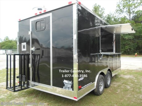 &lt;p&gt;NEW 8.5 X 16 ENCLOSED CONCESSION TRAILER&lt;/p&gt;
&lt;div&gt;Up for your consideration is a Brand New Model 8.5x16 Tandem Axle, Enclosed&lt;/div&gt;
&lt;div&gt;Concession/Food Vending Cargo Trailer.&amp;nbsp;&lt;/div&gt;
&lt;div&gt;&amp;nbsp;&lt;/div&gt;
&lt;div&gt;ALL the TOP QUALITY FEATURES listed in this ad!&lt;/div&gt;
&lt;div&gt;&amp;nbsp;&lt;/div&gt;
&lt;div&gt;Standard Elite Series Features:&lt;/div&gt;
&lt;div&gt;&amp;nbsp;&lt;/div&gt;
&lt;div&gt;- Heavy Duty 6&quot; I Beam Main Frame with 2 X 6 Square Tube&lt;/div&gt;
&lt;div&gt;- Heavy Duty 1&quot; x 1 1/2&quot; Square Tubular Wall Studs &amp;amp; Roof Bows&lt;/div&gt;
&lt;div&gt;- 16&#39; Box Space + V-Nose&lt;/div&gt;
&lt;div&gt;- 16&quot; On Center Walls&lt;/div&gt;
&lt;div&gt;- 16&quot; On Center Floors&lt;/div&gt;
&lt;div&gt;- 16&quot; On Center Roof Bows&lt;/div&gt;
&lt;div&gt;- Complete Braking System (Electric Brakes on both axles, Battery Back-Up, &amp;amp; Safety Switch)&lt;/div&gt;
&lt;div&gt;- (2) 3,500lb 4&quot; &quot;Dexter&quot; Drop Axles w/ EZ LUBE Grease Fittings (Self Adjusting Brakes Axles)&lt;/div&gt;
&lt;div&gt;- 32&quot; Side Door with Lock&lt;/div&gt;
&lt;div&gt;- 6&#39;6&quot; Interior Height&lt;/div&gt;
&lt;div&gt;- Galvalume Seamed Roof w/ Thermo Ply Ceiling Liner&lt;/div&gt;
&lt;div&gt;- 2 5/16&quot; Coupler w/ Snapper Pin&lt;/div&gt;
&lt;div&gt;- Heavy Duty Safety Chains&lt;/div&gt;
&lt;div&gt;- 7-Way Round RV Style Wiring Harness Plug&lt;/div&gt;
&lt;div&gt;- 3/8&quot; Heavy Duty Top Grade Plywood Walls&lt;/div&gt;
&lt;div&gt;- 3/4&quot; Heavy Duty Top Grade Plywood Floors&lt;/div&gt;
&lt;div&gt;- Smooth Teardrop Style Fender Flares&lt;/div&gt;
&lt;div&gt;- 2K A-Frame Top Wind Jack&lt;/div&gt;
&lt;div&gt;- Top Quality Exterior Grade Paint&lt;/div&gt;
&lt;div&gt;- (1) Non-Powered Interior Roof Vent&lt;/div&gt;
&lt;div&gt;- (1) 12 Volt Interior Trailer Dome Light w/ Wall Switch&lt;/div&gt;
&lt;div&gt;- 24&quot; Diamond Plate ATP Front Stone Guard&amp;nbsp;&lt;/div&gt;
&lt;div&gt;- 15&quot; Radial (ST20575R15) Tires &amp;amp; Wheels&lt;/div&gt;
&lt;div&gt;- Exterior L.E.D. Lighting Package&lt;/div&gt;
&lt;div&gt;&amp;nbsp;&lt;/div&gt;
&lt;div&gt;Concession Package &amp;amp; Upgrades:&lt;/div&gt;
&lt;div&gt;&amp;nbsp;&lt;/div&gt;
&lt;div&gt;- Concession Package- 5&#39; Hood Range, Air Flow Blower, 2 Interior Range Lights, Grease Trap on Roof (No Fire Supression System) 36&quot; Single Access Door w/Window&lt;/div&gt;
&lt;div&gt;- 1- 3&#39; x 6&#39; Concession/Vending Window w/out Glass (Center Curbside of Trailer)&lt;/div&gt;
&lt;div&gt;- Exterior Serving Tray Under Concession Window&lt;/div&gt;
&lt;div&gt;- A/C Prewire &amp;amp; Brace&lt;/div&gt;
&lt;div&gt;- Sink Package ~ 3 Stainless Steel Sinks W/Hardware, Cabinet in Mill Finish, Handwash, 20 Gallon Fresh Water Tank, 30 Gallon Waste Water Tank, &amp;amp; 6 Gallon Hot Water Heater&lt;/div&gt;
&lt;div&gt;- Electrical Package ~ (100 Amp Panel Box w/Life Line, 4-110 Volt Interior Recepts, 2-4&#39; 12 Volt L.E.D. Strip Lights w/ Battery&lt;/div&gt;
&lt;div&gt;- Grey RCP Flooring on Trailer Interior (Rubber Coin Flooring)&lt;/div&gt;
&lt;div&gt;- Mill Finish Metal Walls and Ceiling Liner on Trailer Interior&lt;/div&gt;
&lt;div&gt;- Insulated Walls&lt;/div&gt;
&lt;div&gt;- 6&quot; Extra Interior Hieght (7&#39; total interior height)&lt;/div&gt;
&lt;div&gt;- .030 Colored Metal Exterior in BLACK&lt;/div&gt;
&lt;div&gt;- Radial Tires&lt;/div&gt;
&lt;div&gt;- Silver Modular Wheels w/ Chrome Center Caps and Lug Nuts&lt;/div&gt;
&lt;div&gt;- Propane Cage w/ Swing Door (Front Left)&lt;/div&gt;
&lt;div&gt;- Platform for Propane Cage&lt;/div&gt;
&lt;div&gt;- Double L.E.D. Strip Tail Lights&lt;/div&gt;
&lt;div&gt;- 12&quot; X 12&quot; Rear Cable Access Door (Located Near Propane Cage)&amp;nbsp;&amp;nbsp;&lt;/div&gt;
&lt;p&gt;&amp;nbsp;&lt;/p&gt;
&lt;p&gt;* * N.A.T.M. Inspected and Certified * *&lt;br /&gt;* * Manufacturers Title and 5 Year Limited&amp;nbsp;Warranty Included * *&lt;br /&gt;* * PRODUCT LIABILITY INSURANCE * *&lt;br /&gt;* * FINANCING IS AVAILABLE W/ APPROVED CREDIT * *&lt;/p&gt;
&lt;p&gt;&lt;br /&gt;Trailer is offered @ factory direct pick up in Willacoochee, GA...We also offer Nationwide Delivery, please contact us for more information.&lt;br /&gt;CALL: 888-710-2112&lt;br /&gt;&amp;nbsp;&lt;/p&gt;
