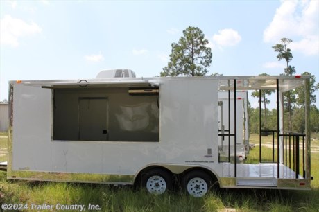 &lt;p&gt;&lt;span style=&quot;text-decoration: underline;&quot;&gt;&lt;strong&gt;NEW 8.5 X 16 + 6&#39; PORCH ENCLOSED CONCESSION TRAILER&lt;/strong&gt;&lt;/span&gt;&lt;span style=&quot;text-decoration: underline;&quot;&gt;&lt;strong&gt; (Trailer Measures 22&#39; Overall)&lt;/strong&gt;&lt;/span&gt;&lt;/p&gt;
&lt;p&gt;Up for your consideration is a Brand New 8.5x22 Tandem Axle, Enclosed Concession/Food Vending Cargo Trailer.&lt;/p&gt;
&lt;p&gt;NOW WITH L.E.D. STRIP TAIL LIGHTING PACKAGE + ALL the other TOP QUALITY FEATURES listed in ad!&lt;/p&gt;
&lt;p&gt;&lt;span style=&quot;text-decoration: underline;&quot;&gt;&lt;strong&gt;Standard Elite Series Features&lt;/strong&gt;&lt;/span&gt;:&lt;br /&gt;&amp;nbsp;&lt;br /&gt;- Heavy Duty 6&quot; I Beam Main Frame with 2 X 6 Square Tube&lt;br /&gt;- Heavy Duty 1&quot; x 1 1/2&quot; Square Tubular Wall Studs &amp;amp; Roof Bows&lt;br /&gt;- 16&#39; Box Space&lt;br /&gt;- 16&quot; On Center Walls, Floors, and Roof Bows&lt;br /&gt;- Complete Braking System (Electric Brakes on both axles, Battery Back-Up, &amp;amp; Safety Switch)&lt;br /&gt;- (2) 3,500lb 4&quot; &quot;Dexter&quot; Drop Axles w/ EZ LUBE Grease Fittings (Self Adjusting Brakes Axles)&lt;br /&gt;- 32&quot; Side Door with Bar Lock on Driver Side&amp;nbsp;&lt;br /&gt;- 6&#39;6&quot; Interior Height&lt;br /&gt;- Galvalume Seamed Roof with Thermo Ply Ceiling Liner&lt;br /&gt;- 2 5/16&quot; Coupler w/ Snapper Pin&lt;br /&gt;- Heavy Duty Safety Chains&lt;br /&gt;- 7-Way Round RV Style Wiring Harness Plug&lt;br /&gt;- 3/8&quot; Heavy Duty Top Grade Plywood Walls&lt;br /&gt;- 3/4&quot; Heavy Duty Top Grade Plywood Floors&amp;nbsp;&lt;br /&gt;- Smooth Teardrop Style Fender Flares&lt;br /&gt;- 2K A-Frame Top Wind Jack&lt;br /&gt;- Top Quality Exterior Grade Paint&lt;br /&gt;- (1) Non-Powered Interior Roof Vent&lt;br /&gt;- (1) 12 Volt Interior Trailer Dome Light w/ Wall Switch&lt;br /&gt;- 24&quot; Diamond Plate ATP Front Stone Guard&amp;nbsp;&lt;br /&gt;- Complete Exterior L.E.D. Lighting Package&lt;/p&gt;
&lt;p&gt;&lt;span style=&quot;text-decoration: underline;&quot;&gt;&lt;strong&gt;Concession Package&lt;/strong&gt;&lt;/span&gt;:&lt;/p&gt;
&lt;p&gt;- Concession Package ~ 36&#39;&#39; Range Hood with Exhaust Fan&lt;br /&gt;- 6&quot; Extra Interior Height (Total Interior Height = 7 Foot Interior Height)&lt;br /&gt;- 1 - 4 X 8 Exterior Concession/Vending Window w/ Out Glass (on Driver side Center)&lt;br /&gt;- A/C Unit, Prewire &amp;amp; Brace (13,500 BTU Unit w/ Heat Strip)&lt;br /&gt;- Electrical Package (100 Amp Panel Box w/25&#39; Life Line, 5-110 Volt Interior Recepts, 3-4&#39; Florescent Shop Lights- 2 -on interior 1- on porch)&lt;br /&gt;- 2- Exterior GFI Outlets&lt;br /&gt;- Black and White Checkered Flooring on Trailer Interior&lt;br /&gt;- 40 Gallon Fresh Water Tank, 50 Gallon Waste Water Tank, &amp;amp; 6 Gallon Hot Water Heater&lt;br /&gt;- Upgraded 16&quot; O.C. Roof Crossmembers&lt;br /&gt;- White Metal Walls and Ceiling Liner on Trailer Interior&lt;br /&gt;- 6&#39; Covered Porch Option with step-up, 36&quot; side rails&lt;br /&gt;- White Metal Ceiling on Porch area&lt;br /&gt;- ATP Diamond Plate Flooring on Porch area&lt;br /&gt;- 32&quot; Walk Through Door to Trailer Porch on Solid Rear Wall&lt;br /&gt;- Stabilizer Jacks (Pair)&lt;br /&gt;- Extended Tongue with ATP Generator Platform&lt;br /&gt;- 8&quot; Polished Metal Trim on Sides and Rear&lt;br /&gt;- 2-Quartz Lights at Rear&lt;/p&gt;
&lt;p&gt;* * N.A.T.M. Inspected and Certified * *&lt;br /&gt;* * Manufacturers Title and 5 Year Limited Warranty Included * *&lt;br /&gt;* * PRODUCT LIABILITY INSURANCE * *&lt;br /&gt;* * FINANCING IS AVAILABLE W/ APPROVED CREDIT * *&lt;/p&gt;
&lt;p&gt;&lt;br /&gt;Trailer is offered @ factory direct pick up in Willacoochee, GA...We also offer Nationwide Delivery, please contact us for more information.&lt;br /&gt;CALL: 1-888-710-2112&lt;/p&gt;