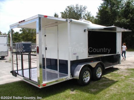 &lt;p&gt;&lt;strong&gt;NEW 7 X 14 + 4&#39; Open Porch&amp;nbsp; TAIL GATE CONCESSION TRAILER LOADED W/ OPTIONS!!&amp;nbsp;&amp;nbsp;&lt;/strong&gt;&lt;/p&gt;
&lt;p&gt;Up for your consideration is a LOADED TAIL GATE TRAILER Complete with Porch, Entertainment and Appearance Packages, Perfect for Vending!&lt;/p&gt;
&lt;p&gt;NOW WITH FULL L.E.D. LIGHTING PACKAGE + ALL the other TOP QUALITY FEATURES listed in ad below!&lt;br /&gt;&lt;br /&gt;&amp;nbsp;&lt;strong&gt;&lt;span style=&quot;text-decoration: underline;&quot;&gt;Standard Elite Series Features:&lt;/span&gt;&lt;/strong&gt;&lt;br /&gt;&lt;br /&gt;&amp;nbsp;&amp;nbsp;&amp;nbsp; * Heavy duty 2 X 4 Square Tube Main Frame&lt;br /&gt;&amp;nbsp;&amp;nbsp;&amp;nbsp; * Heavy duty 1&quot; x 1 1/2&quot; Square Tubular Wall Studs &amp;amp; Roof Bows&lt;br /&gt;&amp;nbsp;&amp;nbsp;&amp;nbsp; * 14&#39; Box Space + V-Nose (TOTAL 16&#39;+ From tip to rear Interior Space)&lt;br /&gt;&amp;nbsp;&amp;nbsp;&amp;nbsp; * 16&quot; On Center Walls, Floors, and Roof Bows&lt;br /&gt;&amp;nbsp;&amp;nbsp;&amp;nbsp; * Complete Braking System (Electric Brakes on both axles, battery back-up, &amp;amp; safety switch)&lt;br /&gt;&amp;nbsp;&amp;nbsp;&amp;nbsp; * (2) 3,500lb 4&quot; &quot;Dexter&quot; Drop Axles w/ EZ LUBE Grease Fittings (Self Adjusting Brakes Axles)&lt;br /&gt;&amp;nbsp;&amp;nbsp;&amp;nbsp; * 32&quot; Side Door with Bar Lock&lt;br /&gt;&amp;nbsp;&amp;nbsp;&amp;nbsp; * 6&#39; Interior Height&lt;br /&gt;&amp;nbsp;&amp;nbsp;&amp;nbsp; * Galvalume Seamed Roof with Thermo Ply Ceiling Liner&lt;br /&gt;&amp;nbsp;&amp;nbsp;&amp;nbsp; * 2 5/16&quot; Coupler w/ Snapper Pin&lt;br /&gt;&amp;nbsp;&amp;nbsp;&amp;nbsp; * Heavy Duty Safety Chains&lt;br /&gt;&amp;nbsp;&amp;nbsp;&amp;nbsp; * 7-Way RV Wiring Harness Plug&lt;br /&gt;&amp;nbsp;&amp;nbsp;&amp;nbsp; * 3/8&quot; Heavy Duty Top Grade Plywood Walls&lt;br /&gt;&amp;nbsp;&amp;nbsp;&amp;nbsp; * 3/4&quot; Heavy Duty Top Grade&amp;nbsp;Plywood Floors&lt;br /&gt;&amp;nbsp;&amp;nbsp;&amp;nbsp; * Smooth Teardrop Jeep Style Fenders with Wide Side Marker Clearance Lights&lt;br /&gt;&amp;nbsp;&amp;nbsp;&amp;nbsp; * 2K A-Frame Top Wind Jack&lt;br /&gt;&amp;nbsp;&amp;nbsp;&amp;nbsp; * Top Quality Exterior Grade Paint&lt;br /&gt;&amp;nbsp;&amp;nbsp;&amp;nbsp; * (1) Non-Powered Interior Roof Vent&lt;br /&gt;&amp;nbsp;&amp;nbsp;&amp;nbsp; * (1) 12 Volt Interior Trailer Light&lt;br /&gt;&amp;nbsp;&amp;nbsp;&amp;nbsp; * 24&quot; Diamond Plate ATP Front Stone Guard with Matching V-Nose Cap&lt;br /&gt;&amp;nbsp;&amp;nbsp;&amp;nbsp; * 15&quot; Radial (ST20575R15) Tires &amp;amp; Wheels&lt;br /&gt;&amp;nbsp; &amp;nbsp; * Complete Exterior L.E.D. Lighting Package&lt;br /&gt;&lt;br /&gt;&amp;nbsp;&lt;strong&gt;&lt;span style=&quot;text-decoration: underline;&quot;&gt; Game Day / Entertainment Pack Includes&lt;/span&gt;&lt;/strong&gt;:&lt;/p&gt;
&lt;p&gt;&lt;br /&gt;- 3 X 6 Shadow Box Center, 1&amp;nbsp;receptable,&amp;nbsp;carpet interior&amp;nbsp;on Curb side&amp;nbsp;&lt;/p&gt;
&lt;p&gt;-&amp;nbsp;(2~ 100 Volt Recepts) 8&#39; Couch w/ Hidden Storage Compartment&lt;/p&gt;
&lt;p&gt;-&amp;nbsp;36&quot; Closet Floor to Ceiling W/ Internal Shelving&lt;/p&gt;
&lt;p&gt;- 3 X 6 Exterior Window To allow Entertainment&amp;nbsp;Center to Swivel towards outside Electrical Package&lt;/p&gt;
&lt;p&gt;-&amp;nbsp;(30 Amp Panel Box w/25&#39; Life Line, 2-110 Volt Interior Recepts, 3-4&#39; Florescent Shop Lights, 4-Exterior 110 Volt Plugs)&lt;/p&gt;
&lt;p&gt;-&amp;nbsp;36&quot; Side Door w/ Window~Drivers Side&lt;/p&gt;
&lt;p&gt;-&amp;nbsp;14&#39; Sky Blue Stripe Awning ~Curbside&lt;/p&gt;
&lt;p&gt;-&amp;nbsp;18&quot; Extended Tongue&lt;/p&gt;
&lt;p&gt;-&amp;nbsp;ATP Generator Box&amp;nbsp; (30&quot; H X 28&quot; W X 22&quot; D)&lt;/p&gt;
&lt;p&gt;-&amp;nbsp;18&quot; Countertop Across Front w/12&quot; Shelf on Top&lt;/p&gt;
&lt;p&gt;-&amp;nbsp;4&#39; Rear Porch w/ ATP Step and Side Rails&lt;/p&gt;
&lt;p&gt;-&amp;nbsp;2~ 15x30 Windows on Drivers Side&lt;/p&gt;
&lt;p&gt;-&amp;nbsp;A/C Package (1-13,500 BTU A/C Unit with Heat Strip, A/C Pre-Wire with Brace)&lt;/p&gt;
&lt;p&gt;-&amp;nbsp;Wall and Ceiling Insulation&lt;/p&gt;
&lt;p&gt;-&amp;nbsp;32&quot; Walk Through Door at Rear to Porch&lt;/p&gt;
&lt;p&gt;-&amp;nbsp;2~ 4 Way Exterior Quartz Lights&lt;br /&gt;&lt;br /&gt;&lt;strong&gt;&lt;span style=&quot;text-decoration: underline;&quot;&gt;Appearance Package:&lt;/span&gt;&lt;/strong&gt;&lt;br /&gt;&lt;br /&gt;&amp;nbsp;&amp;nbsp;&amp;nbsp; * ATP Diamond Plate Flooring&lt;br /&gt;&amp;nbsp;&amp;nbsp;&amp;nbsp; * 24&quot; Colored Metal Trim on Sides and Rear&lt;br /&gt;&amp;nbsp;&amp;nbsp;&amp;nbsp; * Mill Finish Metal Walls and Ceiling&lt;br /&gt;&amp;nbsp;&amp;nbsp;&amp;nbsp; * 7 Star Aluminum Mag Wheels with Chrome Center Caps &amp;amp; Lug Nuts&lt;br /&gt;&amp;nbsp;&amp;nbsp;&amp;nbsp; * Screwless Metal Exterior&lt;/p&gt;
&lt;p&gt;* * N.A.T.M. Inspected and Certified * *&lt;br /&gt;* * Manufacturers Title and 5 Year Limited Warranty Included * *&lt;br /&gt;* * PRODUCT LIABILITY INSURANCE * *&lt;br /&gt;* * FINANCING IS AVAILABLE W/ APPROVED CREDIT * *&lt;/p&gt;
&lt;p&gt;&lt;br /&gt;Trailer is offered @ factory direct pick up in Willacoochee, GA...We also offer Nationwide Delivery, please contact us for more information.&lt;br /&gt;CALL: 888-710-2112&lt;/p&gt;