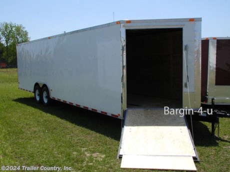 &lt;div&gt;NEW 8.5 X 24 ENCLOSED CARGO TRAILER&lt;/div&gt;
&lt;div&gt;&amp;nbsp;&lt;/div&gt;
&lt;div&gt;Up for your Consideration is a Brand New Model 8.5x24 Tandem Axle, V-Nosed Enclosed Carhauler Trailer.&lt;/div&gt;
&lt;div&gt;&amp;nbsp;&lt;/div&gt;
&lt;div&gt;NOW WITH THERMO PLY CEILING LINER, L.E.D. LIGHTING PACKAGE, RADIAL TIRES, + ALL the other TOP QUALITY FEATURES listed in this ad!&lt;/div&gt;
&lt;div&gt;&amp;nbsp;&lt;/div&gt;
&lt;div&gt;Snowmobile package includes:&lt;/div&gt;
&lt;div&gt;&amp;nbsp;&lt;/div&gt;
&lt;div&gt;- 4&#39; V-Nose&lt;/div&gt;
&lt;div&gt;- 24&quot; Extended Tongue&lt;/div&gt;
&lt;div&gt;- 48&quot; Ramp in V-Nose w/ Transitional Flap&lt;/div&gt;
&lt;div&gt;- E-Track Runners Welded into Floor&lt;/div&gt;
&lt;div&gt;- Relocated side door (wherever you want it!!)&lt;/div&gt;
&lt;div&gt;- More options available, just ask and we will list it on Ebay!&lt;/div&gt;
&lt;div&gt;- Heavy Duty 6&quot; I-Beam Main Frame w/ 2x6 Tube&lt;/div&gt;
&lt;div&gt;- Heavy Duty Triple Tube Tongue&lt;/div&gt;
&lt;div&gt;- Heavy Duty 1&quot; X 1 1/2&quot; Square Tubing Wall Studs &amp;amp; Roof Bows&lt;/div&gt;
&lt;div&gt;- HEAVY DUTY Rear Spring Assisted Ramp Door with (2) Barlocks for Security, EZ Lube Hinge Pins, &amp;amp; 16&quot; Transitional Ramp Flap&lt;/div&gt;
&lt;div&gt;- 4&#39; No-Show Beaver Tail (Dove Tail)&lt;/div&gt;
&lt;div&gt;- 4 - 5,000lb Flush Floor Mounted D-Rings (Welded to Frame)&lt;/div&gt;
&lt;div&gt;- 24&#39; Box Space + V-Nose (TOTAL 26&#39;+ From tip to rear Interior Space)&lt;/div&gt;
&lt;div&gt;- 16&quot; On Center Walls&lt;/div&gt;
&lt;div&gt;- 16&quot; On Center Floors&lt;/div&gt;
&lt;div&gt;- 16&quot; On Center Roof Bows&lt;/div&gt;
&lt;div&gt;- (2) 3,500lb 4&quot; &quot;Dexter&quot; Spring Drop Axles w/ All Wheel Electric Brakes &amp;amp; EZ LUBE Grease Fittings&lt;/div&gt;
&lt;div&gt;- 36&quot; Side Door with Lock&lt;/div&gt;
&lt;div&gt;- ATP Diamond Plate Recessed Step-Up&lt;/div&gt;
&lt;div&gt;- 6&#39;6&quot; Interior Height&lt;/div&gt;
&lt;div&gt;- Galvalume Seamed Roof w/ Thermo Ply Ceiling Liner&lt;/div&gt;
&lt;div&gt;- 2 5/16&quot; Coupler w/ Snapper Pin&lt;/div&gt;
&lt;div&gt;- Heavy Duty Safety Chains&lt;/div&gt;
&lt;div&gt;- 7-Way Round RV Electrical Wiring Harness w/ Battery Back-Up &amp;amp; Safety Switch&amp;nbsp;&lt;/div&gt;
&lt;div&gt;- 3/8&quot; Heavy Duty Top Grade Plywood Walls&lt;/div&gt;
&lt;div&gt;- 3/4&quot; Heavy Duty Top Grade Plywood Floors&lt;/div&gt;
&lt;div&gt;- Heavy Duty Smooth Fender Flares&lt;/div&gt;
&lt;div&gt;- 2K A-Frame Top Wind Jack&lt;/div&gt;
&lt;div&gt;- Deluxe License Plate Holder&lt;/div&gt;
&lt;div&gt;- Top Quality Exterior Grade Paint&lt;/div&gt;
&lt;div&gt;- (1) Non-Powered Interior Roof Vent&lt;/div&gt;
&lt;div&gt;- (1) 12 Volt Interior Trailer Light w/ Wall Switch&lt;/div&gt;
&lt;div&gt;- 24&quot; Diamond Plate ATP Front Stone Guard with matching V-Nose Diamond Plate Cap&lt;/div&gt;
&lt;div&gt;- Smooth Polished Aluminum Front &amp;amp; Rear Corners&lt;/div&gt;
&lt;div&gt;- 15&quot; Radial (ST20575R15) Tires &amp;amp; Wheels&lt;/div&gt;
&lt;div&gt;- L.E.D. Exterior Lighting Package&lt;/div&gt;
&lt;p&gt;&amp;nbsp;&lt;/p&gt;
&lt;p&gt;* * N.A.T.M. Inspected and Certified * *&lt;/p&gt;
&lt;p&gt;* * Manufacturers Title and 5 Year Limited Warranty Included * *&lt;/p&gt;
&lt;p&gt;* * PRODUCT LIABILITY INSURANCE * *&lt;/p&gt;
&lt;p&gt;* * FINANCING IS AVAILABLE W/ APPROVED CREDIT * *&lt;/p&gt;
&lt;div&gt;ASK US ABOUT OUR RENT TO OWN PROGRAM - NO&amp;nbsp;CREDIT CHECK - NO DOWN PAYMENT&lt;/div&gt;
&lt;p&gt;&amp;nbsp;&lt;/p&gt;
&lt;p&gt;Trailer is offered @ factory direct pick up in Willacoochee, GA...We also offer Nationwide Delivery, please contact us for more information.&lt;br /&gt;CALL: 888-710-2112&lt;/p&gt;
