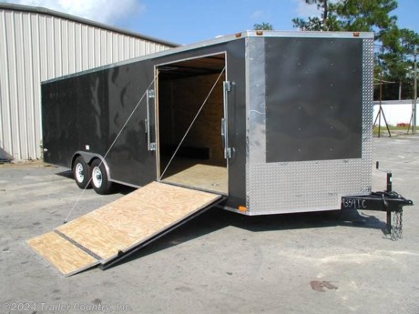 &lt;div&gt;NEW 8.5 x 24 ENCLOSED CARHAULER/CARGO TRAILER&lt;/div&gt;
&lt;div&gt;&amp;nbsp;&lt;/div&gt;
&lt;div&gt;Up for your consideration is a Brand New Model HEAVY DUTY Custom 8.5 x 24 Tandem Axle, Enclosed/Carhauler Trailer. (10,4000 LB GVWR)&lt;/div&gt;
&lt;div&gt;&amp;nbsp;&lt;/div&gt;
&lt;div&gt;YOU&#39;VE SEEN THE REST...NOW BUY THE BEST!&lt;/div&gt;
&lt;div&gt;&amp;nbsp;&lt;/div&gt;
&lt;div&gt;ENCLOSED TRAILER FEATURES:&lt;/div&gt;
&lt;div&gt;&amp;nbsp;&lt;/div&gt;
&lt;div&gt;- Heavy Duty 6&quot; I-Beam Main Frame w/2&quot; X 6 Tubing&lt;/div&gt;
&lt;div&gt;- Heavy Duty 54&quot; Triple Tube Tongue&lt;/div&gt;
&lt;div&gt;- Heavy Duty 1&quot; x 1 1/2&quot; Square Tubing Wall Studs &amp;amp; Roof Bows&lt;/div&gt;
&lt;div&gt;- HEAVY DUTY Rear Spring Assisted Ramp Door with (2) Barlocks for Security, EZ Lube Hinge Pins, &amp;amp; 16&quot; Transitional Ramp Flap&lt;/div&gt;
&lt;div&gt;- 4 - 5,000lb Flush Floor Mounted D-Rings (Welded to Trailer Frame)&lt;/div&gt;
&lt;div&gt;- 24&#39; Box Space + V-NOSE (26&#39;+ Tip to Rear)&lt;/div&gt;
&lt;div&gt;- 16&quot; On Center Walls&lt;/div&gt;
&lt;div&gt;- 16&quot; On Center Floors&lt;/div&gt;
&lt;div&gt;- 16&quot; On Center Roof Bows&lt;/div&gt;
&lt;div&gt;- (2) 5,200lb &quot;Dexter&quot; Leaf Spring 4&quot; Drop Axles w/ All Wheel Electric Brakes (Brakes on Both Axles), Battery Back-up, Safety Switch &amp;amp; EZ LUBE Grease Fittings (10K GVWR) with Self Adjusting Calibration&lt;/div&gt;
&lt;div&gt;- 36&quot; Side Door with Lock (Moved to Driver Side)&lt;/div&gt;
&lt;div&gt;- ATP Diamond Plate Recessed Step-Up in side door&lt;/div&gt;
&lt;div&gt;- 6&#39;6&quot; Interior Height&lt;/div&gt;
&lt;div&gt;- Galvalume Seamed Roof w/ Thermo Ply Ceiling Liner&lt;/div&gt;
&lt;div&gt;- Electrical Package (30Amp Panel Box, 25&#39; Life Line, 2-110 Volt Interior Recepticals, 2-4&#39; 12 Volt L.E.D. Strip Lights w/ Battery)&lt;/div&gt;
&lt;div&gt;- 2 5/16&quot; Coupler w/ Snapper Pin&lt;/div&gt;
&lt;div&gt;- Heavy Duty Safety Chains&lt;/div&gt;
&lt;div&gt;- 7-Way Round RV Electrical Wiring Harness w/ Battery Back-Up &amp;amp; Safety Switch&amp;nbsp;&lt;/div&gt;
&lt;div&gt;- 3/8&quot; Heavy Duty Top Grade Plywood Walls&lt;/div&gt;
&lt;div&gt;- 3/4&quot; Heavy Duty Top Grade Plywood Floors&lt;/div&gt;
&lt;div&gt;- Heavy Duty Smooth Fender Flares&lt;/div&gt;
&lt;div&gt;- 2K A-Frame Top Wind Jack&lt;/div&gt;
&lt;div&gt;- Deluxe Molded License Plate Holder w/ Tag Light&lt;/div&gt;
&lt;div&gt;- Top Quality Exterior Grade Paint&lt;/div&gt;
&lt;div&gt;- (1) Non-Powered Interior Roof Vent&lt;/div&gt;
&lt;div&gt;- (1) 12 Volt Interior Trailer Light w/ Wall Switch&lt;/div&gt;
&lt;div&gt;- 24&quot; Diamond Plate ATP Front Stone Guard w/ Matching Cap&lt;/div&gt;
&lt;div&gt;- Smooth Polished Aluminum Front &amp;amp; Rear Corners&lt;/div&gt;
&lt;div&gt;- 15&quot; Radial (ST22575R15) Tires &amp;amp; Wheels&lt;/div&gt;
&lt;div&gt;- .030 Exterior Metal (Charcoal Metallic)&lt;/div&gt;
&lt;div&gt;- 60&quot; Ramp Door on Trailer Curb Sidewall&lt;/div&gt;
&lt;div&gt;- Exterior L.E.D. Lighting Package&lt;/div&gt;
&lt;p&gt;&amp;nbsp;&lt;/p&gt;
&lt;p&gt;* * N.A.T.M. Inspected and Certified * *&lt;br /&gt;* * Manufacturers Title and 5 Year Limited Warranty Included * *&lt;br /&gt;* * PRODUCT LIABILITY INSURANCE * *&lt;br /&gt;* * FINANCING IS AVAILABLE W/ APPROVED CREDIT * *&lt;/p&gt;
&lt;p&gt;ASK US ABOUT OUR RENT TO OWN PROGRAM - NO CREDIT CHECK - LOW DOWN PAYMENT&lt;/p&gt;
&lt;p&gt;&lt;br /&gt;Trailer is offered @ factory direct pick up in Willacoochee, GA...We also offer Nationwide Delivery, please contact us for more information.&lt;br /&gt;CALL: 888-710-2112&lt;/p&gt;