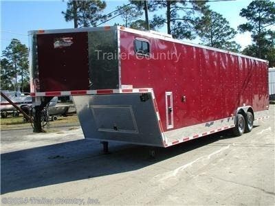 &lt;p&gt;NEW 8.5 X 32 V-NOSED ENCLOSED GOOSENECK CARGO TRAILER&lt;br /&gt;&lt;br /&gt;Up for your consideration is a Brand New 8.5 x 24 + 8&#39; RISER Tandem Axle, V-Nosed Enclosed Gooseneck Cargo Trailer.&lt;br /&gt;&lt;br /&gt;&amp;nbsp;&amp;nbsp;&amp;nbsp;&amp;nbsp; YOU&#39;VE SEEN THE REST NOW BUY THE BEST!&lt;br /&gt;&lt;br /&gt;EVERYTHING YOU NEED @ THE PRICE YOU WANT! FOR MORE INFORMATION CALL: 1-888-710-2112&lt;br /&gt;&lt;br /&gt;Standard Top Quality Features:&lt;br /&gt;&lt;br /&gt;&amp;nbsp;&amp;nbsp;&amp;nbsp; * Heavy Duty 8&quot; I-Beam Main Frame&lt;br /&gt;&amp;nbsp;&amp;nbsp;&amp;nbsp;&amp;nbsp;&amp;nbsp; Heavy Duty Square Tubing Wall Studs &amp;amp; Roof Bows 32&#39; Gooseneck , 24&#39; Box Space + 8&#39; Riser 16&quot; On Center Walls 16&quot; On Center Floors 16&quot; On Center Roof Bows&amp;nbsp;(2) 5,200lb &quot;Dexter&quot; TORSION Axles w/ All Wheel Electric Brakes &amp;amp; EZ LUBE Grease Fittings Rear Spring Assisted Ramp Door with (2) Barlocks for Security, EZ Lube Hinge Pins, &amp;amp; 16&quot; Transitional Ramp Flap 4&#39; No-Show Beaver Tail (Dove Tail) 4 - 5,000lb Flush Floor Mounted D-Rings 36&quot; Side Door with RV Flush Lock &amp;amp; Bar Lock ATP Diamond Plate Recessed Step-Up @ Side door 81&quot; Interior Height inside box space (35 1/2&quot; in riser) Complete Galvalume Seamed Roof with Thermo Ply Ceiling Liner 2 5/16&quot; Gooseneck Coupler w/ Snapper Pin Heavy Duty Safety Chains Electric Landing Gear Roof mounted Solar Panel Marine Battery 7-Way Round RV Electrical Wiring Harness w/ Battery Back-Up &amp;amp; Safety Switch Built In Cabinets &amp;amp; Steps Combo at Riser ATP Bottom Trim on Sides &amp;amp; Rear ATP Front under riser with Keyed Lock Access Door w/ Easy Access Junction Box L.E.D. Lighting (Exterior Lights) DOT Reflective Tape 3/8&quot; Heavy Duty Grade Plywood Walls 3/4&quot; Heavy Duty Grade&amp;nbsp;Plywood Floors, Heavy Duty Smooth Fender Flares&amp;nbsp; Deluxe License Plate Holder Top Quality Exterior Grade Paint (2) Non- powered Interior Roof Vent (2) 12 Volt Interior Trailer Light w/ Wall Switch Smooth Polished Aluminum Front &amp;amp; Rear Corners 15&quot; Biasply (ST22575D15) Tires.&lt;br /&gt;&lt;br /&gt;&amp;nbsp;ADDITIONAL CUSTOM FEATURES:&lt;/p&gt;
&lt;p&gt;5TH WHEEL OPTION V-NOSE OPTION UPGRADED COLOR (.030) 2-15&quot; X 30&quot; SLIDING WINDOWS IN RISER COMMERCIAL GRADE CARPET IN RISER VENTED GENERATOR BOX W/ SLIDING TRAY (30&quot;W X 26&quot;H X 30&quot;DEEP) ELECTRICAL PACKAGE MOTORBASE PLUG EXTENDED CABINETS (MADE DEEPER) 12&quot; X 18&quot; WINDOW W/ SCREEN MOUNTED IN SIDE DOOR, AND&amp;nbsp;A/C PRE-WIRE &amp;amp; BRACE.&lt;br /&gt;&lt;br /&gt;&lt;br /&gt;&amp;nbsp;* * N.A.T.M. Inspected and Certified * *&lt;br /&gt;&lt;br /&gt;* * Manufacturers Title and 5 Year Limited Warranty Included * *&lt;br /&gt;&lt;br /&gt;* * PRODUCT LIABILITY INSURANCE * *&lt;br /&gt;&lt;br /&gt;* * FINANCING IS AVAILABLE W/ APPROVED CREDIT* *&amp;nbsp;&lt;/p&gt;
&lt;p&gt;ASK US ABOUT OUR RENT TO OWN PROGRAM - NO CREDIT CHECK - LOW DOWN PAYMENT&lt;br /&gt;&lt;br /&gt;Trailer is offered @ factory direct pick up in Willacoochee, GA...We also offer Nationwide Delivery, please contact us for more information.&lt;br /&gt;&lt;br /&gt;CALL: 888-710-2112&lt;/p&gt;