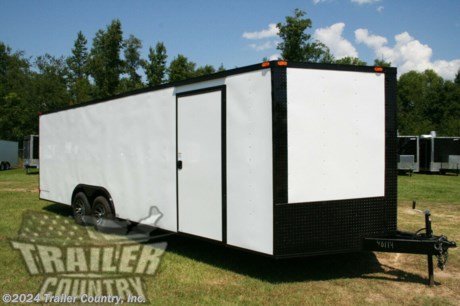 &lt;p&gt;&lt;strong&gt;NEW 8.5 X 24&#39; V-NOSED ENCLOSED BLACKOUT TRAILER&lt;/strong&gt;&lt;/p&gt;
&lt;p&gt;&lt;strong&gt;&amp;nbsp;&lt;/strong&gt;&lt;/p&gt;
&lt;p&gt;&lt;strong&gt;Up for your consideration is a Brand New Model 8.5 x 24 Tandem Axle, V-Nosed Enclosed Motorcycle, Snowmobile, ATV, 4-Wheeler, Landscape, Car Hauler Cargo Trailer.&amp;nbsp;&amp;nbsp;&lt;/strong&gt;&lt;/p&gt;
&lt;p&gt;&lt;strong&gt;&amp;nbsp;&lt;/strong&gt;&lt;/p&gt;
&lt;p&gt;&lt;strong&gt;&amp;nbsp;&lt;/strong&gt;&lt;/p&gt;
&lt;p&gt;&lt;strong&gt;YOU&#39;VE SEEN THE REST...NOW BUY THE BEST!&lt;/strong&gt;&lt;/p&gt;
&lt;p&gt;&lt;strong&gt;ALL the TOP QUALITY FEATURES listed in this ad!&lt;/strong&gt;&lt;/p&gt;
&lt;p&gt;&lt;strong&gt;ALL AMERICAN SERIES:&lt;/strong&gt;&lt;/p&gt;
&lt;p&gt;&lt;strong&gt;&amp;nbsp;&lt;/strong&gt;&lt;/p&gt;
&lt;p&gt;&lt;strong&gt;Heavy Duty Main Frame&lt;/strong&gt;&lt;/p&gt;
&lt;p&gt;&lt;strong&gt;24&#39; Box Space + V-Nose&lt;/strong&gt;&lt;/p&gt;
&lt;p&gt;&lt;strong&gt;16&quot; On Center WALL &amp;amp; FLOOR &amp;amp; CEILING Cross Members&lt;/strong&gt;&lt;/p&gt;
&lt;p&gt;&lt;strong&gt;(2) 3,500lb Spring Axles w/ All Wheel Electric Brakes &amp;amp; EZ LUBE Grease Fittings&lt;/strong&gt;&lt;/p&gt;
&lt;p&gt;&lt;strong&gt;HEAVY DUTY Rear Spring Assisted Ramp Door with (2) Barlocks for Security, &amp;amp; EZ Lube Hinge Pins&lt;/strong&gt;&lt;/p&gt;
&lt;p&gt;&lt;strong&gt;No-Show Beaver Tail (Dove Tail)&lt;/strong&gt;&lt;/p&gt;
&lt;p&gt;&lt;strong&gt;4 - 5,000 lb Flush Floor Mounted D-Rings&amp;nbsp; (Welded to Frame)&lt;/strong&gt;&lt;/p&gt;
&lt;p&gt;&lt;strong&gt;36&quot; Side Door with Lock&lt;/strong&gt;&lt;/p&gt;
&lt;p&gt;&lt;strong&gt;ATP Diamond Plate Recessed Step-Up in Side door&lt;/strong&gt;&lt;/p&gt;
&lt;p&gt;&lt;strong&gt;6&#39; 6&quot; Interior Height inside Box Space&lt;/strong&gt;&lt;/p&gt;
&lt;p&gt;&lt;strong&gt;Bowed Galvalume Seamed Roof with Luan Lining Strip&amp;nbsp;&lt;/strong&gt;&lt;/p&gt;
&lt;p&gt;&lt;strong&gt;2 5/16&quot; Coupler w/ Snapper Pin&lt;/strong&gt;&lt;/p&gt;
&lt;p&gt;&lt;strong&gt;Heavy Duty Safety Chains&lt;/strong&gt;&lt;/p&gt;
&lt;p&gt;&lt;strong&gt;2K Top-Wind Jack&amp;nbsp;&lt;/strong&gt;&lt;/p&gt;
&lt;p&gt;&lt;strong&gt;7-Way Round RV Electrical Wiring Harness w/ Battery Back-Up &amp;amp; Safety Switch&lt;/strong&gt;&lt;/p&gt;
&lt;p&gt;&lt;strong&gt;24&quot; ATP Front Stone Guard w/ ATP Nose Cap&lt;/strong&gt;&lt;/p&gt;
&lt;p&gt;&lt;strong&gt;Exterior Lighting Package&lt;/strong&gt;&lt;/p&gt;
&lt;p&gt;&lt;strong&gt;3/8&quot; Heavy Duty Top Grade Plywood Walls&lt;/strong&gt;&lt;/p&gt;
&lt;p&gt;&lt;strong&gt;3/4&quot; Heavy Duty Top Grade Plywood Floors&lt;/strong&gt;&lt;/p&gt;
&lt;p&gt;&lt;strong&gt;Heavy Duty Smooth Fender Flares&lt;/strong&gt;&lt;/p&gt;
&lt;p&gt;&lt;strong&gt;Deluxe License Plate Holder with Light&lt;/strong&gt;&lt;/p&gt;
&lt;p&gt;&lt;strong&gt;Top Quality Exterior Grade Automotive Paint&lt;/strong&gt;&lt;/p&gt;
&lt;p&gt;&lt;strong&gt;1 Non- Powered Roof Vent&amp;nbsp;&lt;/strong&gt;&lt;/p&gt;
&lt;p&gt;&lt;strong&gt;(1) 12-Volt Interior Trailer Light w/ Wall Switch&lt;/strong&gt;&lt;/p&gt;
&lt;p&gt;&lt;strong&gt;15&quot; 205-15&quot; Radial Tires&lt;/strong&gt;&lt;/p&gt;
&lt;p&gt;&lt;strong&gt;Modular Wheels&lt;/strong&gt;&lt;/p&gt;
&lt;p&gt;&lt;strong&gt;&amp;nbsp;&lt;/strong&gt;&lt;/p&gt;
&lt;p&gt;&lt;strong&gt;Custom Blackout Package:&lt;/strong&gt;&lt;/p&gt;
&lt;p&gt;&lt;strong&gt;&amp;nbsp;&lt;/strong&gt;&lt;/p&gt;
&lt;p&gt;&lt;strong&gt;Color - Your Choice Black or White Aluminum&lt;/strong&gt;&lt;/p&gt;
&lt;p&gt;&lt;strong&gt;Custom Aluminum Mag Wheels&lt;/strong&gt;&lt;/p&gt;
&lt;p&gt;&lt;strong&gt;Radial Tires&lt;/strong&gt;&lt;/p&gt;
&lt;p&gt;&lt;strong&gt;Blackout Fenders&lt;/strong&gt;&lt;/p&gt;
&lt;p&gt;&lt;strong&gt;Blackout Trim -Including Top Trim, Bottom Trim, &amp;amp; Door Trim&lt;/strong&gt;&lt;/p&gt;
&lt;p&gt;&lt;strong&gt;Blackout Door Hardware&lt;/strong&gt;&lt;/p&gt;
&lt;p&gt;&lt;strong&gt;24&quot; Black ATP (Aluminum Tread Plate) Front Stone Guard and V-Nose Cap&lt;/strong&gt;&lt;/p&gt;
&lt;p&gt;&lt;strong&gt;&amp;nbsp;&lt;/strong&gt;&lt;/p&gt;
&lt;p&gt;&lt;strong&gt;Additional Upgrades:&lt;/strong&gt;&lt;/p&gt;
&lt;p&gt;&lt;strong&gt;&amp;nbsp;&lt;/strong&gt;&lt;/p&gt;
&lt;p&gt;&lt;strong&gt;(2) 5,200 lb Spring Axles w/ All Wheel Electric Brakes &amp;amp; EZ LUBE Grease Fittings&lt;/strong&gt;&lt;/p&gt;
&lt;p&gt;&lt;strong&gt;&amp;nbsp;&lt;/strong&gt;&lt;/p&gt;
&lt;p&gt;&lt;strong&gt;Shown in White w/ Blackout Trim Package.&amp;nbsp;&lt;/strong&gt;&lt;/p&gt;
&lt;p&gt;&lt;strong&gt;Manufacturers Title and 1 Year Limited Warranty Included&lt;/strong&gt;&lt;/p&gt;
&lt;p&gt;&lt;strong&gt;&amp;nbsp;&lt;/strong&gt;&lt;/p&gt;
&lt;p&gt;&lt;strong&gt;**PRODUCT LIABILITY INSURANCE**&lt;/strong&gt;&lt;/p&gt;
&lt;p&gt;&lt;strong&gt;&amp;nbsp;&lt;/strong&gt;&lt;/p&gt;
&lt;p&gt;&lt;strong&gt;All Trailers are D.O.T. Compliant for all 50 States, Canada, &amp;amp; Mexico.&lt;/strong&gt;&lt;/p&gt;
&lt;p&gt;&lt;strong&gt;Trailer is offered @&amp;nbsp; Factory Direct pricing for pick up in Southeast, GA.&lt;/strong&gt;&lt;/p&gt;
&lt;p&gt;&lt;strong&gt;&amp;nbsp;&lt;/strong&gt;&lt;/p&gt;
&lt;p&gt;&lt;strong&gt;We also offer Nationwide Delivery. Please ask for more information about our optional delivery services.&amp;nbsp;&lt;/strong&gt;&lt;/p&gt;
&lt;p&gt;&lt;strong&gt;&amp;nbsp;&lt;/strong&gt;&lt;/p&gt;
&lt;p&gt;&lt;strong&gt;FINANCING IS AVAILABLE W/ APPROVED CREDIT&amp;nbsp;&lt;/strong&gt;&lt;/p&gt;
&lt;p&gt;&lt;strong&gt;ASK US ABOUT OUR RENT TO OWN PROGRAM - NO CREDIT CHECK - LOW DOWN PAYMENT.&amp;nbsp;&lt;/strong&gt;&lt;/p&gt;
&lt;p&gt;&lt;strong&gt;FOR MORE INFORMATION CALL:&lt;/strong&gt;&lt;/p&gt;
&lt;p&gt;&lt;strong&gt;&amp;nbsp;&lt;/strong&gt;&lt;/p&gt;
&lt;p&gt;&lt;strong&gt;888-710-2112&lt;/strong&gt;&lt;/p&gt;