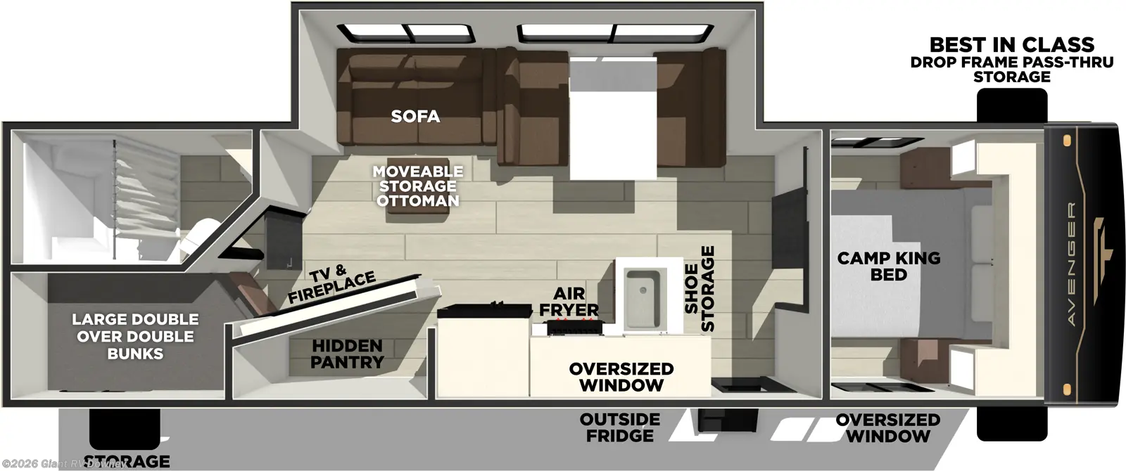 2026 Prime Time Avenger 26DBS - New Travel Trailer For Sale by Giant RV in Downey, California