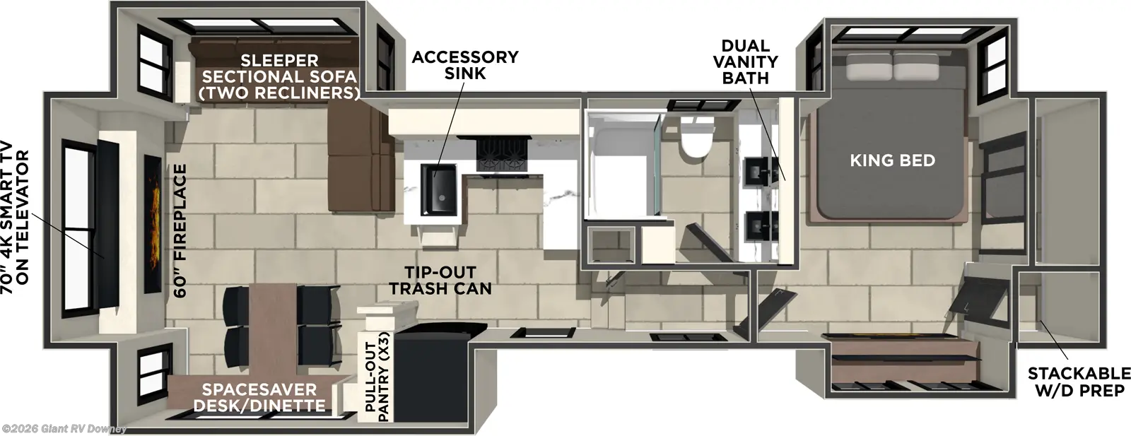 2026 Prime Time Sanibel 34LOUNGE - New Fifth Wheel For Sale by Giant RV in Downey, California