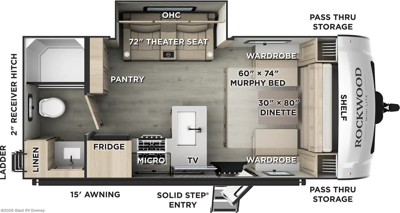 2026 Forest River Rockwood Mini Lite 2108RB - New Travel Trailer For Sale by Giant RV in Downey, California