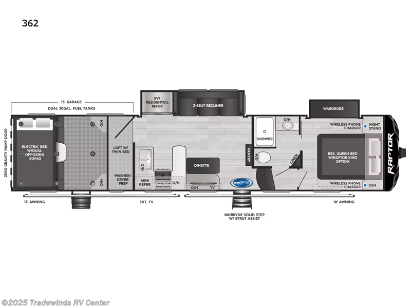 2023 Keystone Raptor 362 - New Toy Hauler For Sale by Tradewinds RV Center in Clio, Michigan features Slideout