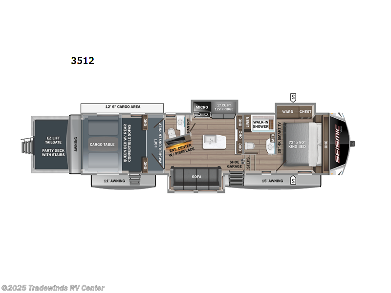 2023 Jayco Seismic Luxury Series 3512 - New Toy Hauler For Sale by Tradewinds RV Center in Clio, Michigan features Slideout