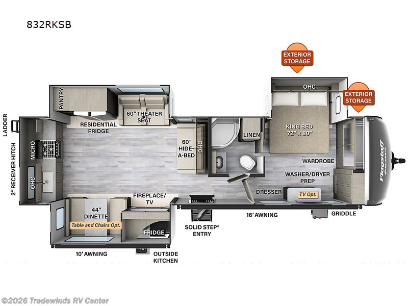 2023 Forest River Flagstaff Classic 832RKSB - New Travel Trailer For Sale by Tradewinds RV Center in Clio, Michigan features Slideout