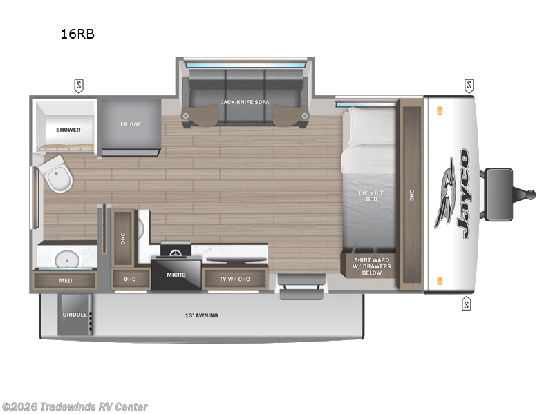 2025 Jayco Jay Feather Air 16RB - New Travel Trailer For Sale by Tradewinds RV Center in Clio, Michigan features Slideout