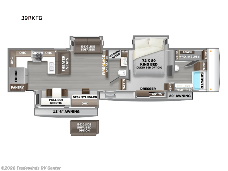 2025 Forest River RiverStone 39RKFB - New Fifth Wheel For Sale by Tradewinds RV Center in Clio, Michigan features Slideout