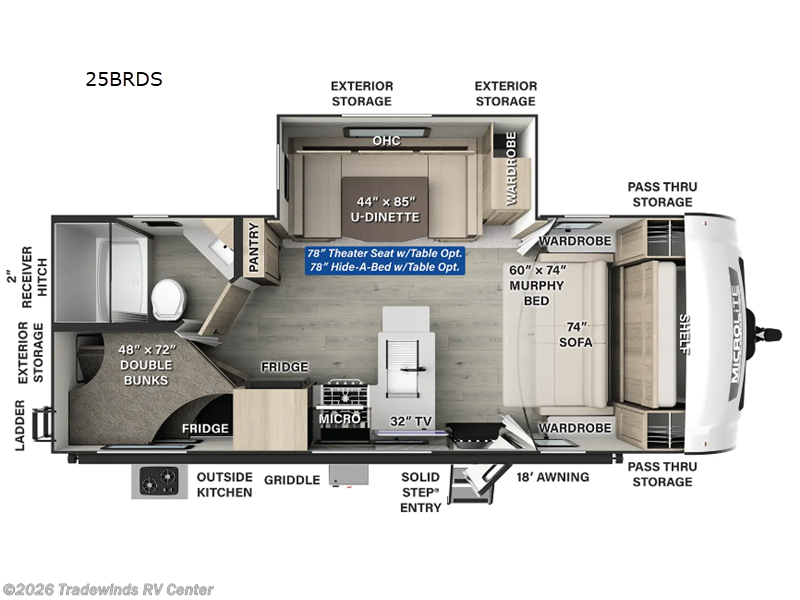 2025 Forest River Flagstaff Micro Lite 25BRDS - New Travel Trailer For Sale by Tradewinds RV Center in Clio, Michigan features Slideout
