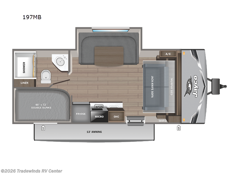 2026 Jayco Jay Flight SLX 197MB - New Travel Trailer For Sale by Tradewinds RV Center in Clio, Michigan features Slideout