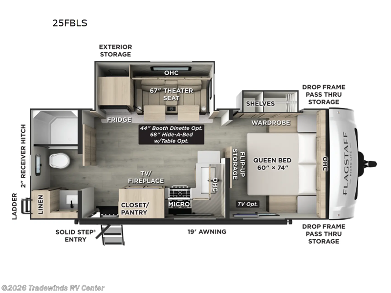 2026 Forest River Flagstaff Micro Lite 25FBLS - New Travel Trailer For Sale by Tradewinds RV Center in Clio, Michigan features Slideout