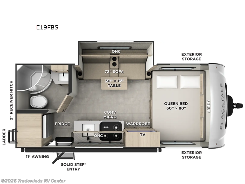 2026 Forest River Flagstaff E-Pro 19FBS - New Travel Trailer For Sale by Tradewinds RV Center in Clio, Michigan features Slideout
