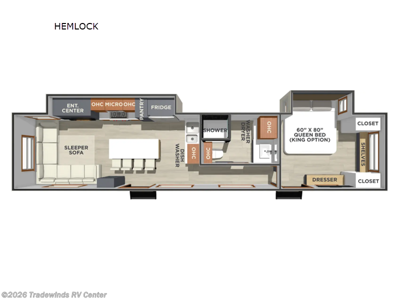 2026 Forest River Lost Pines HEMLOCK - New Destination Trailer For Sale by Tradewinds RV Center in Clio, Michigan features Slideout