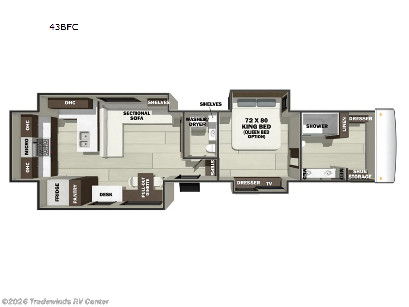 2026 Forest River RiverStone 43BFC - New Fifth Wheel For Sale by Tradewinds RV Center in Clio, Michigan features Slideout